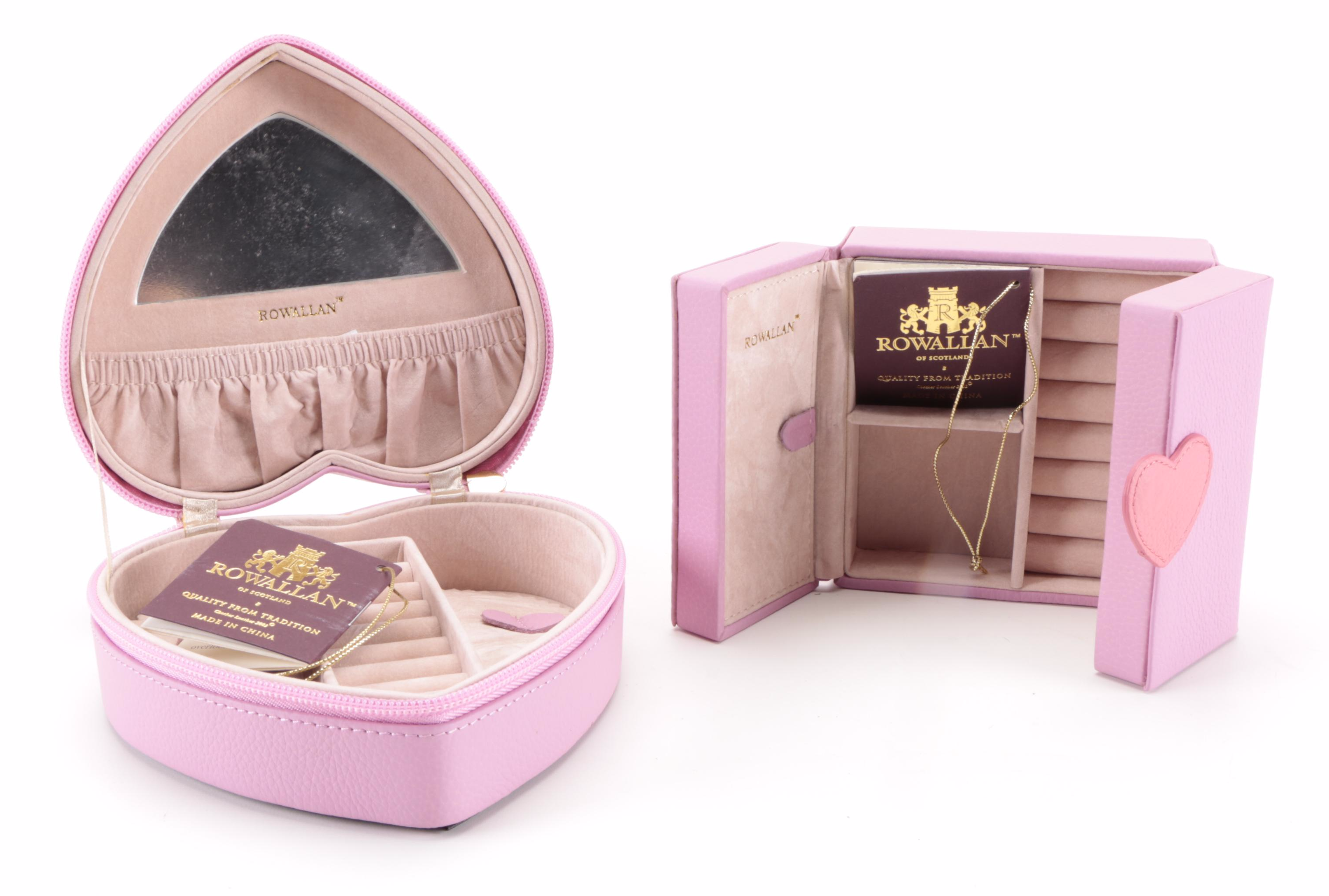 Rowallan Pink Leather Travel Jewelry Boxes