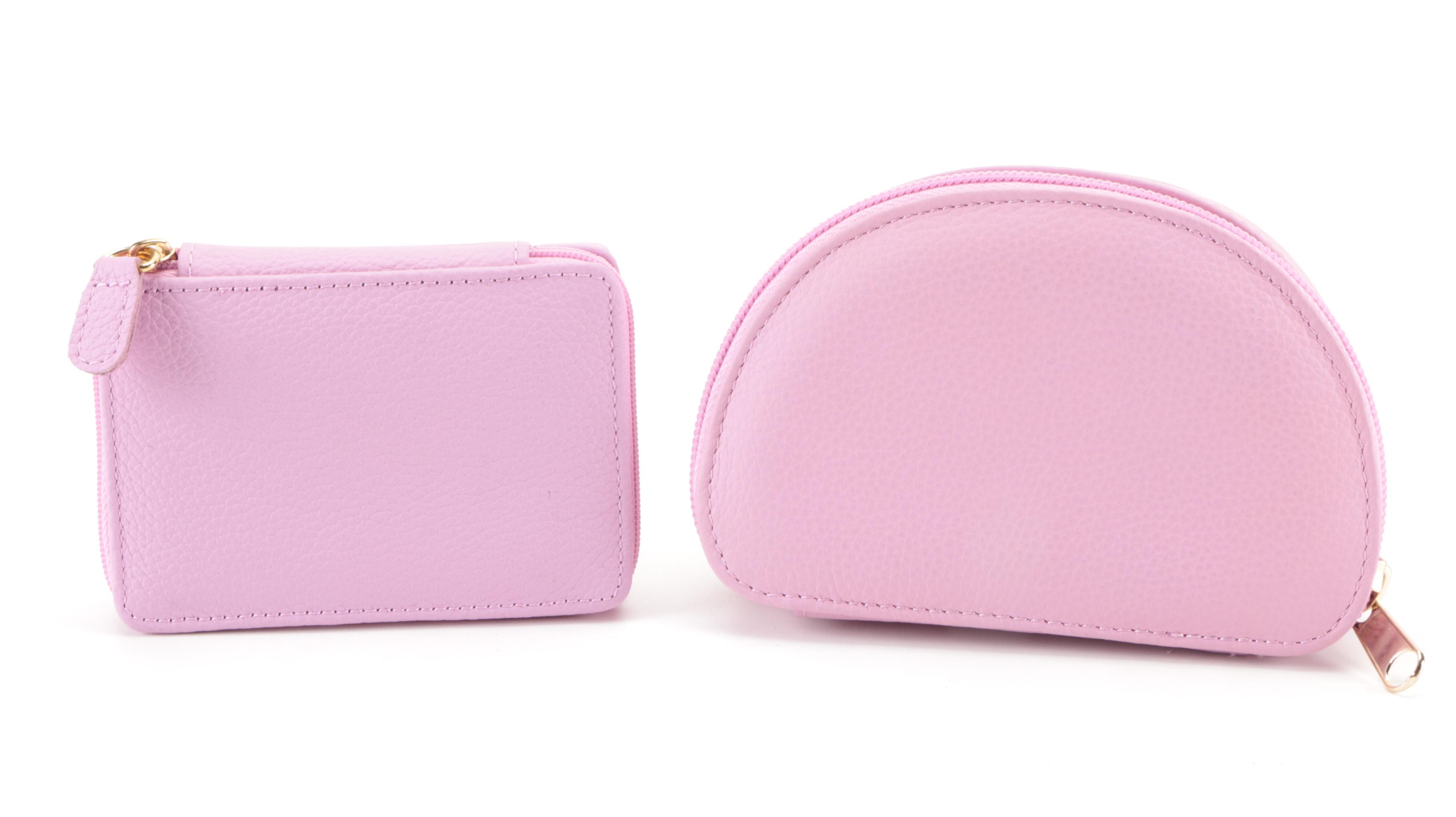 Rowallan Pink Leather Travel Jewelry Boxes