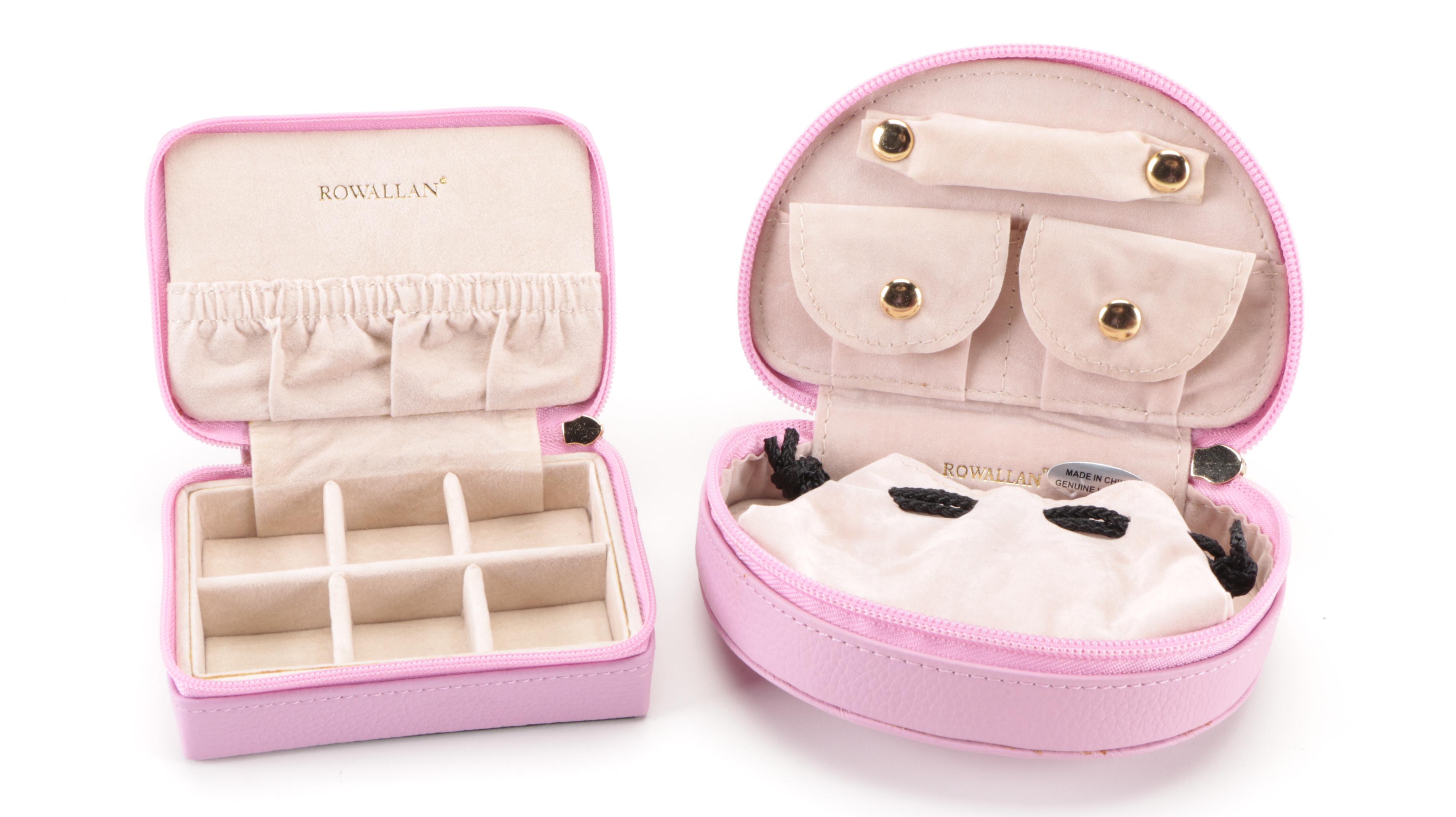 Rowallan Pink Leather Travel Jewelry Boxes