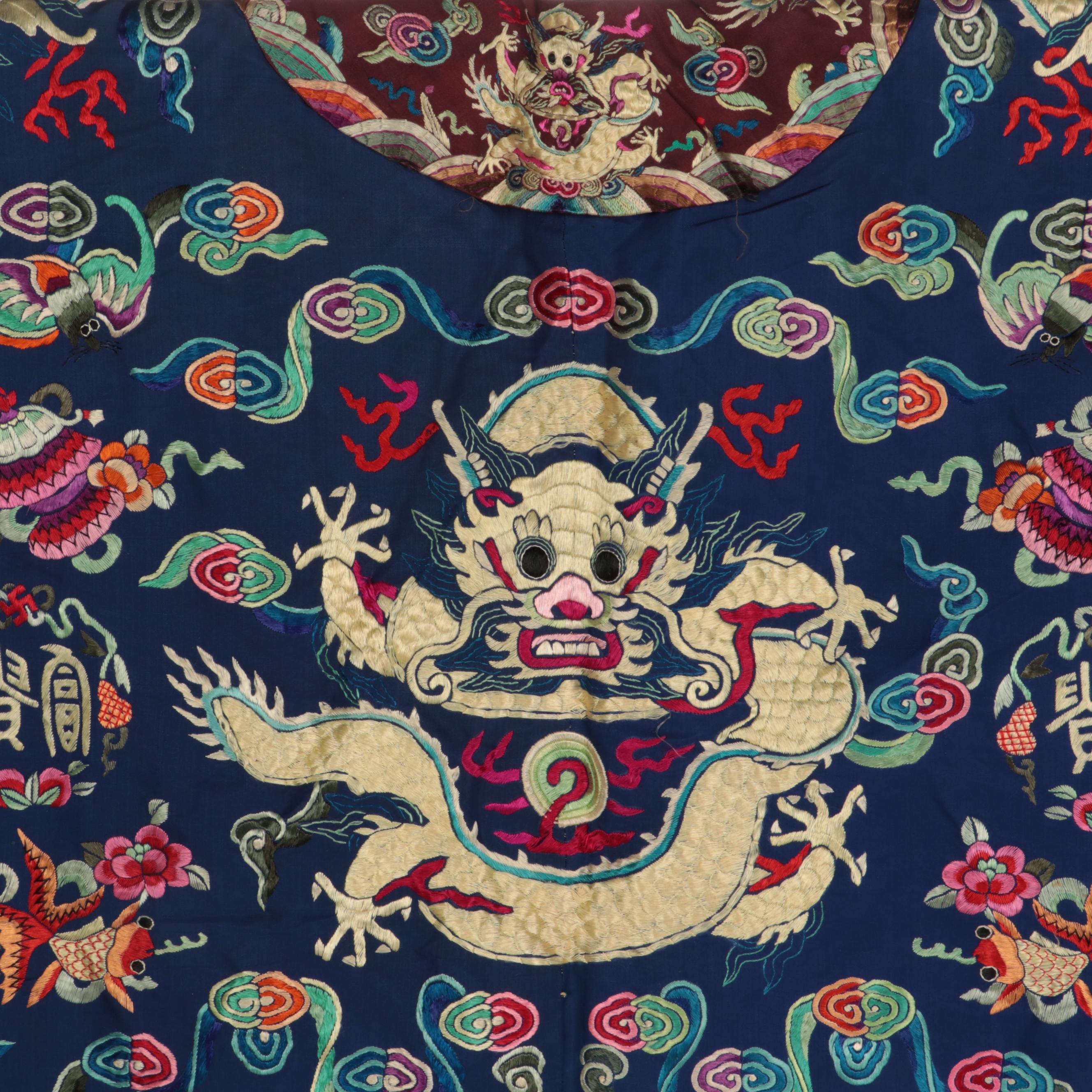 Men's Chinese Nobility Embroidered Silk Mang Pao, Qing Dynasty