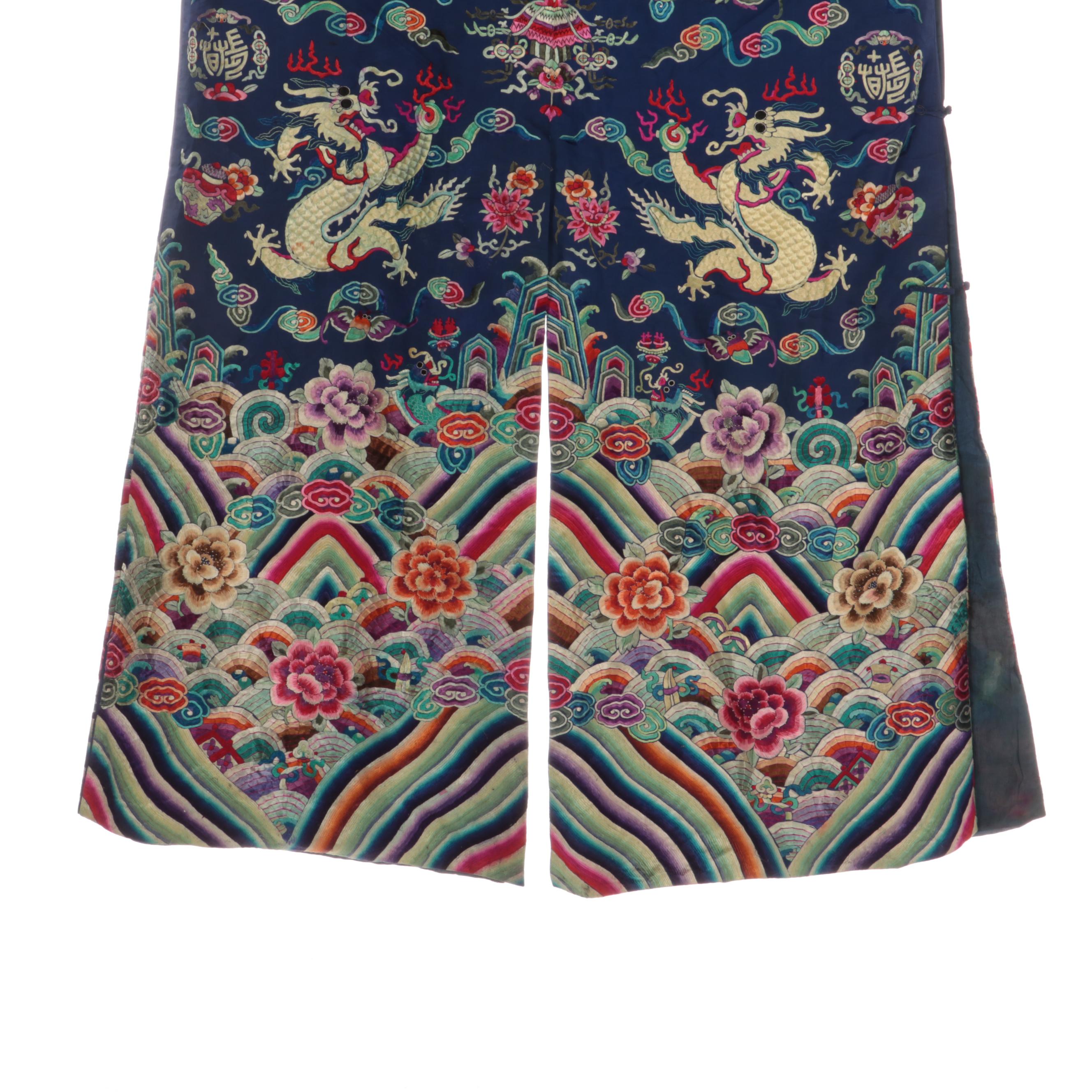 Men's Chinese Nobility Embroidered Silk Mang Pao, Qing Dynasty