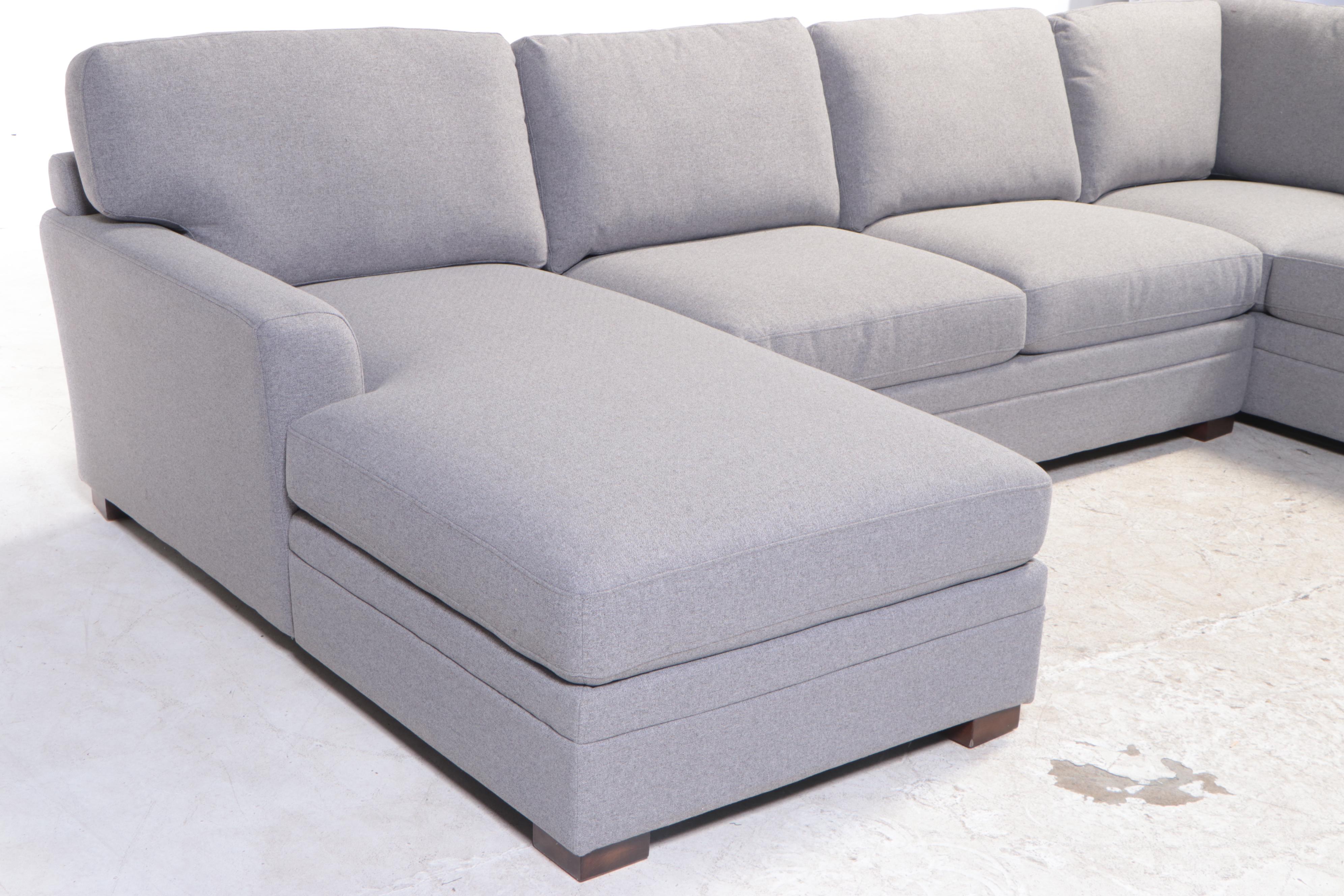 Thomasville "Langdon" Four-Piece Fabric Sectional with Storage Ottoman