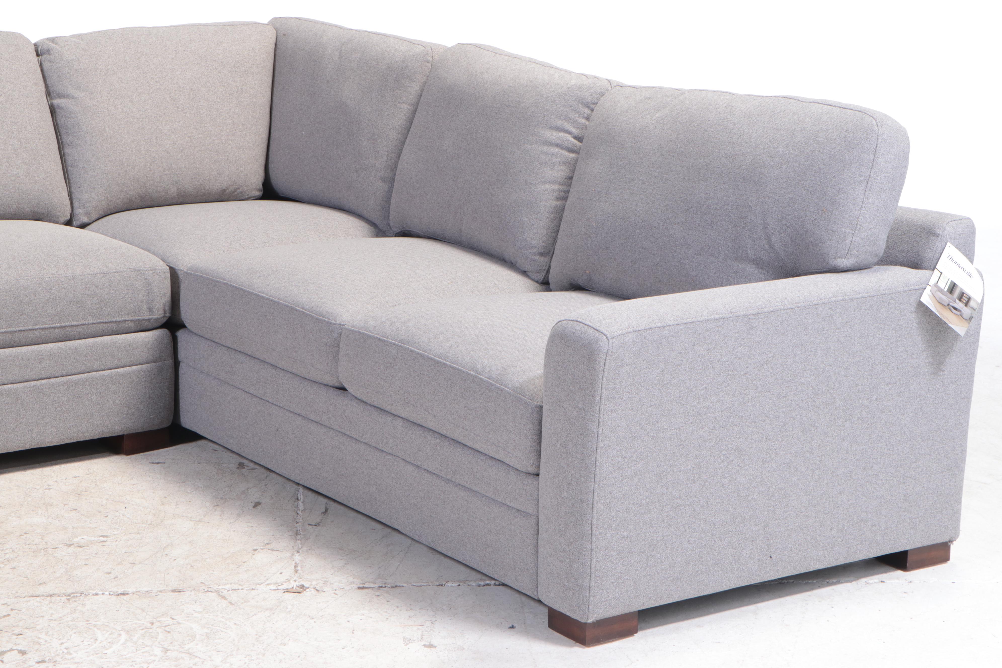 Thomasville "Langdon" Four-Piece Fabric Sectional with Storage Ottoman