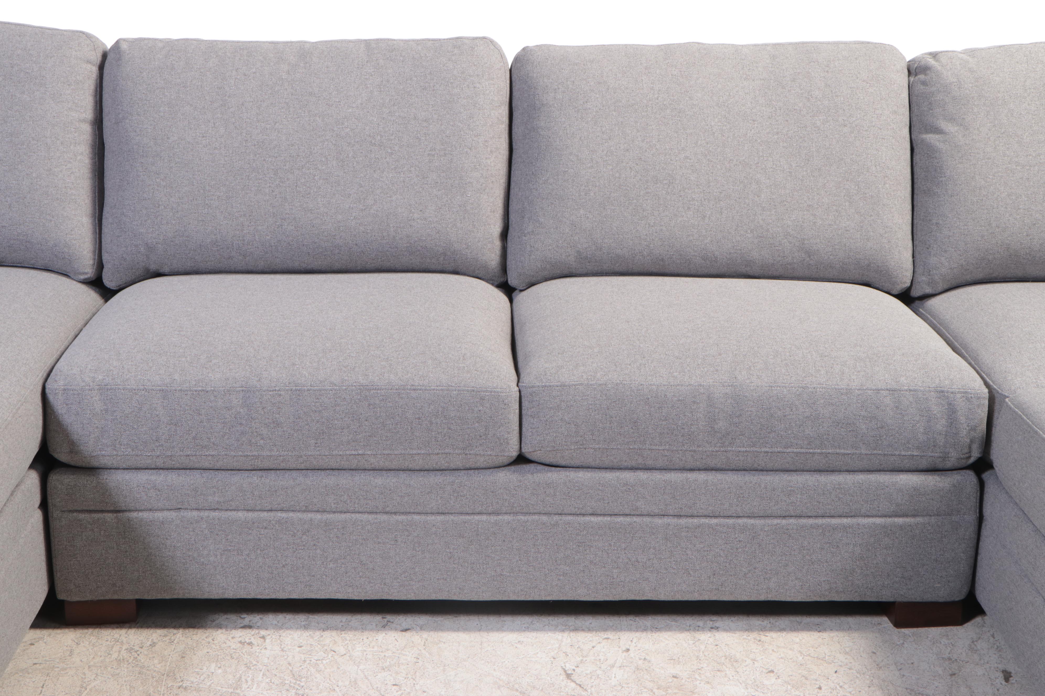 Thomasville "Langdon" Four-Piece Fabric Sectional with Storage Ottoman