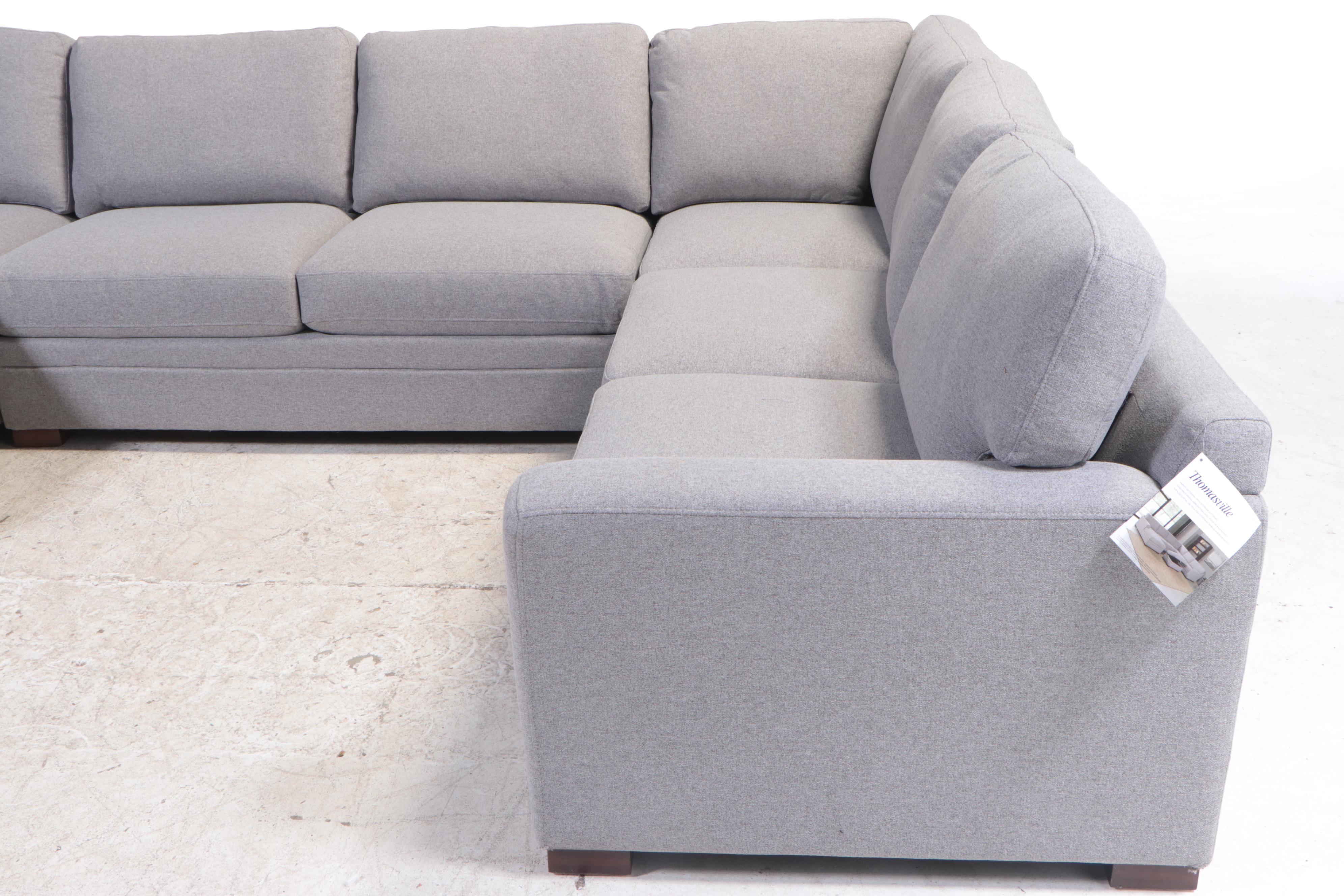 Thomasville "Langdon" Four-Piece Fabric Sectional with Storage Ottoman
