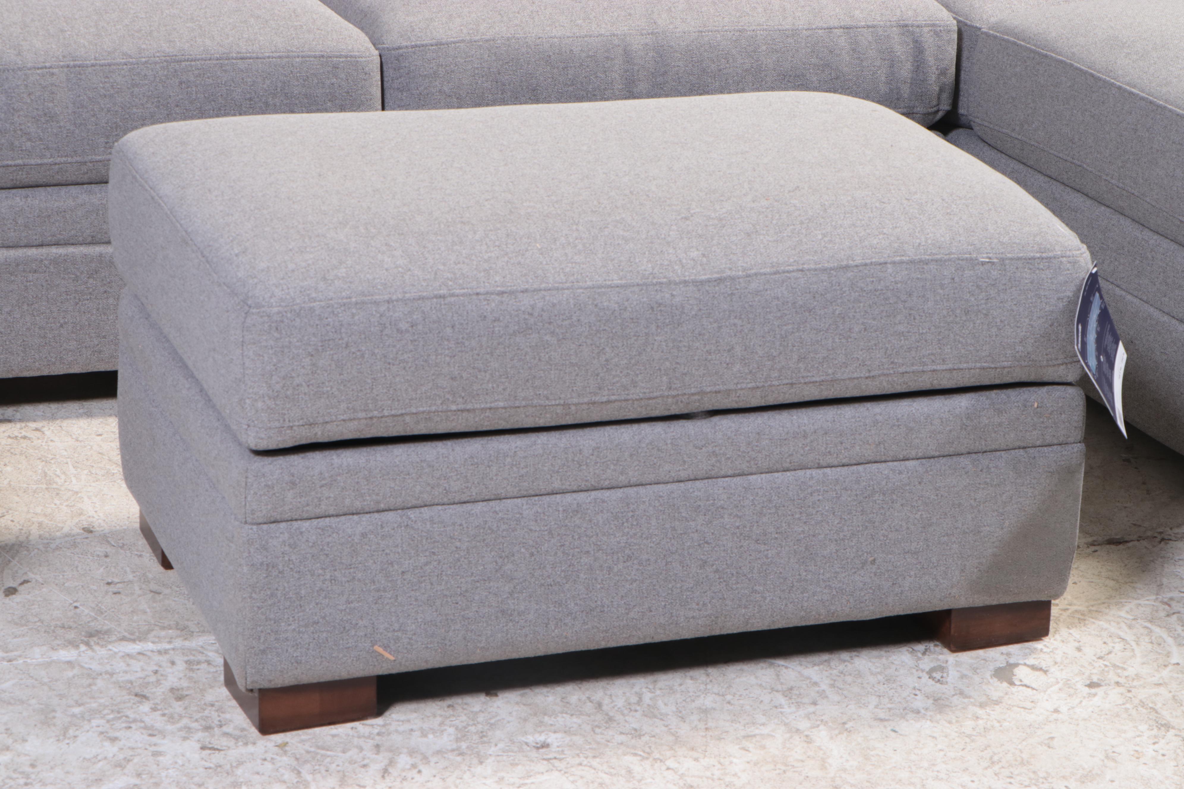 Thomasville "Langdon" Four-Piece Fabric Sectional with Storage Ottoman