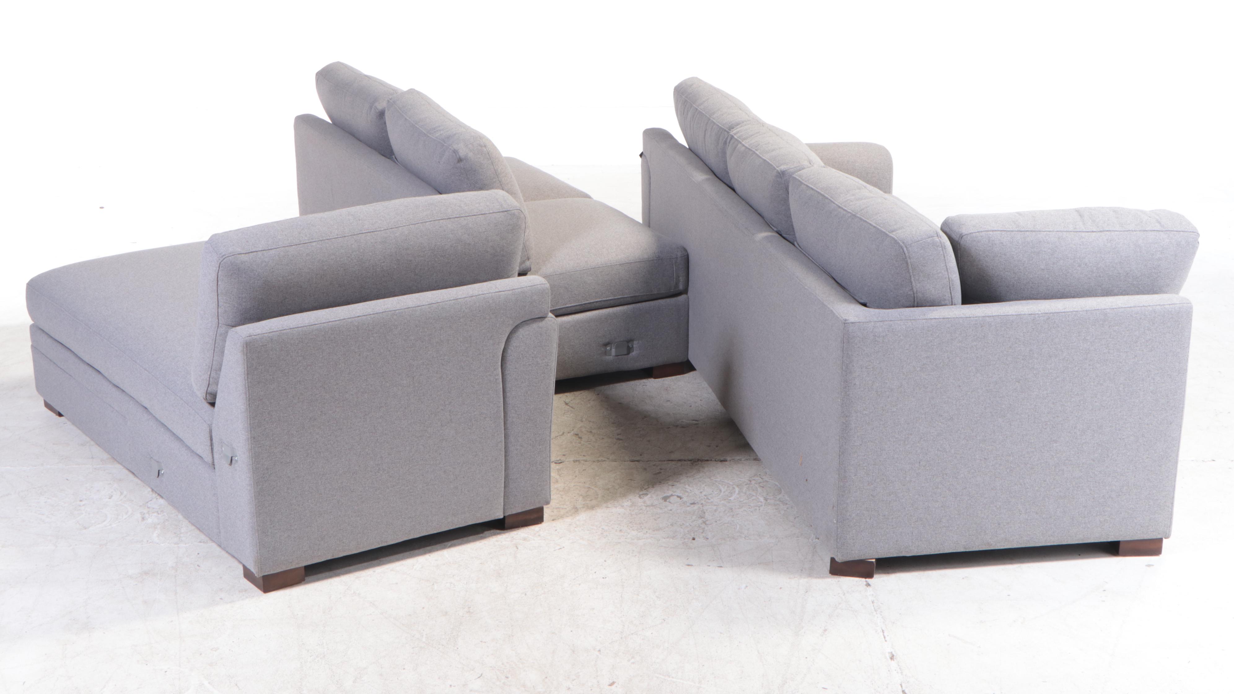 Thomasville "Langdon" Four-Piece Fabric Sectional with Storage Ottoman