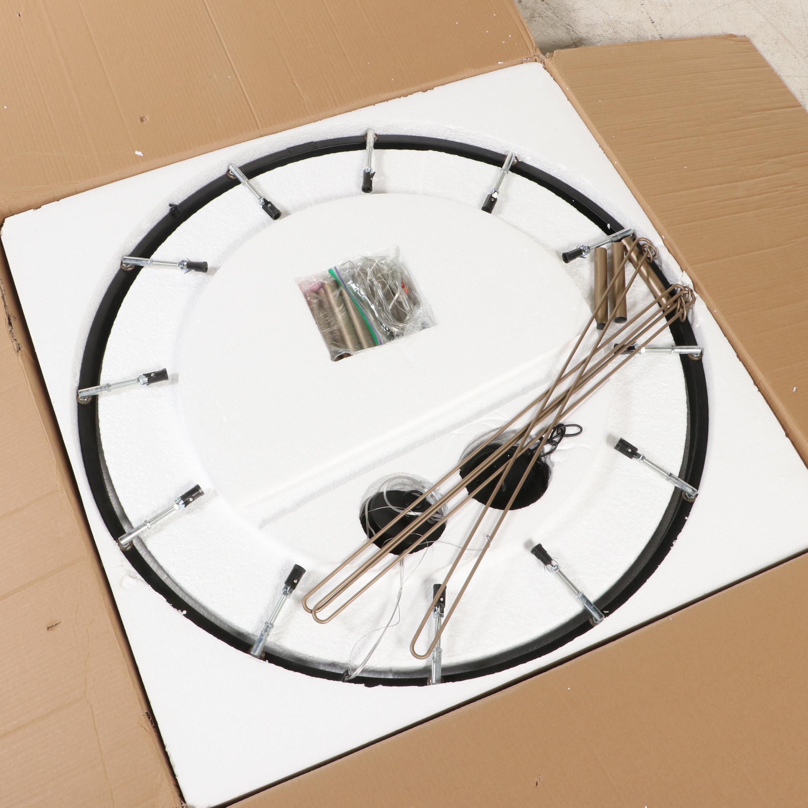 Acroma 12-Light Candle Style Wagon Wheel Chandelier in Black and Brass Finish