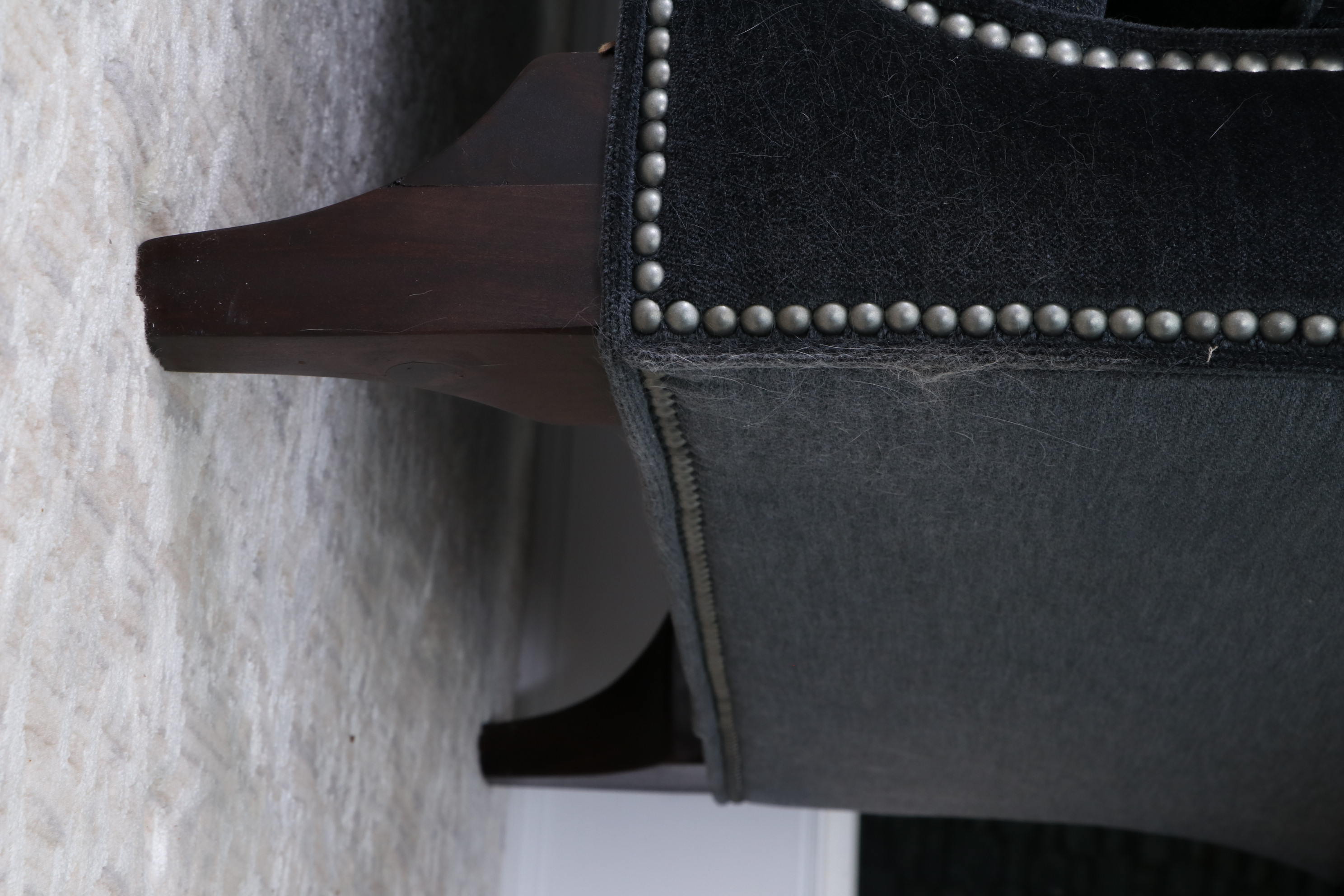 Arhaus Furniture "Preston" Tufted Velvet Sofa in Vernon Smoke