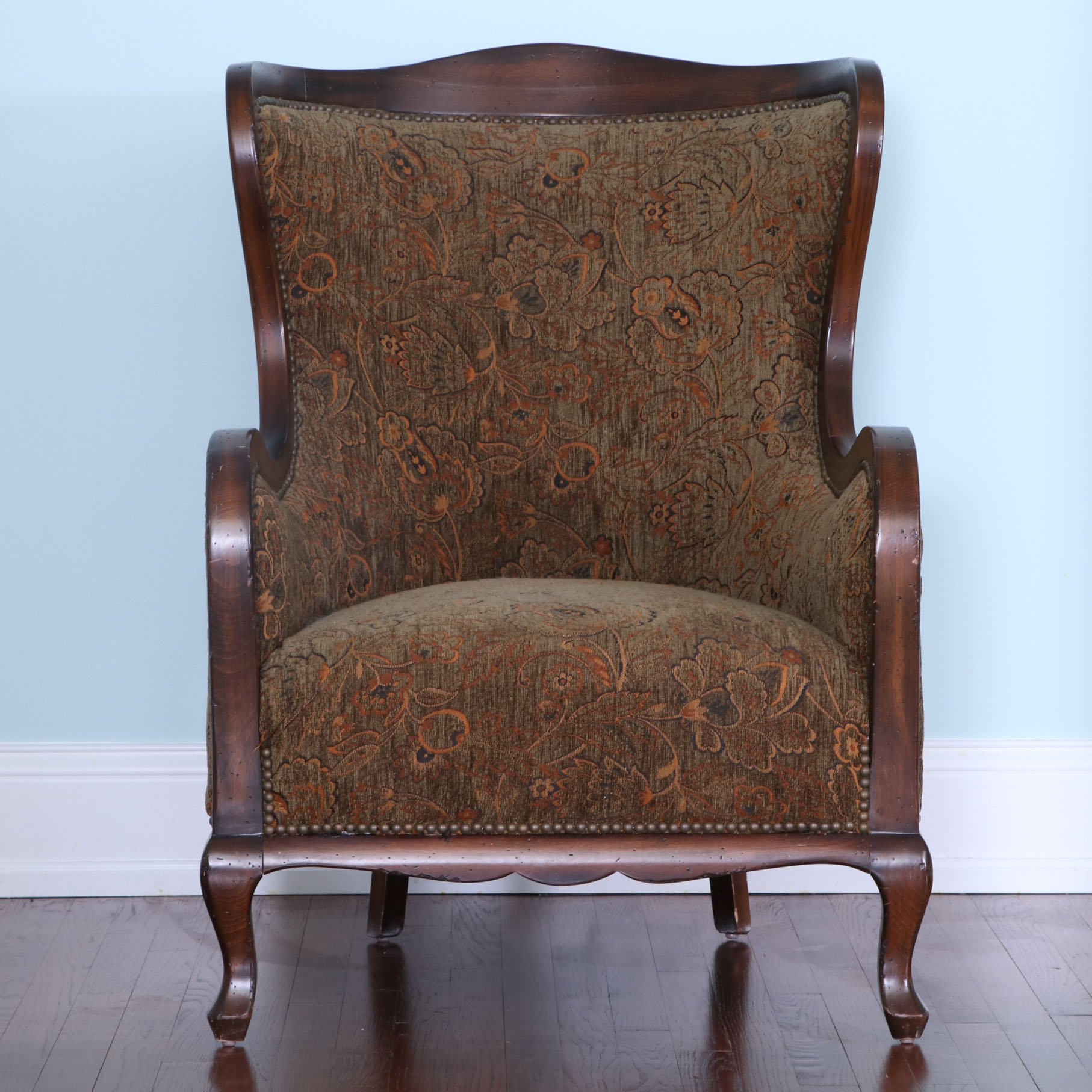 Arhaus Furniture "Catania" Exposed Wood Wingback Armchair