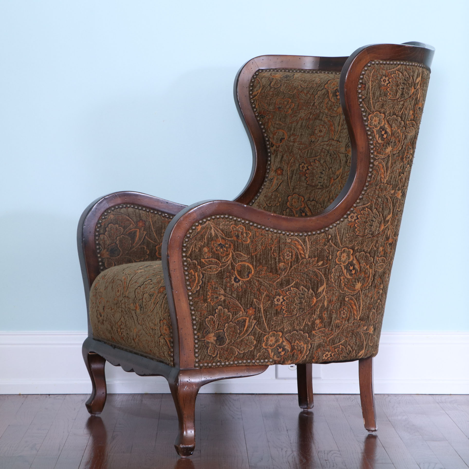 Arhaus Furniture "Catania" Exposed Wood Wingback Armchair