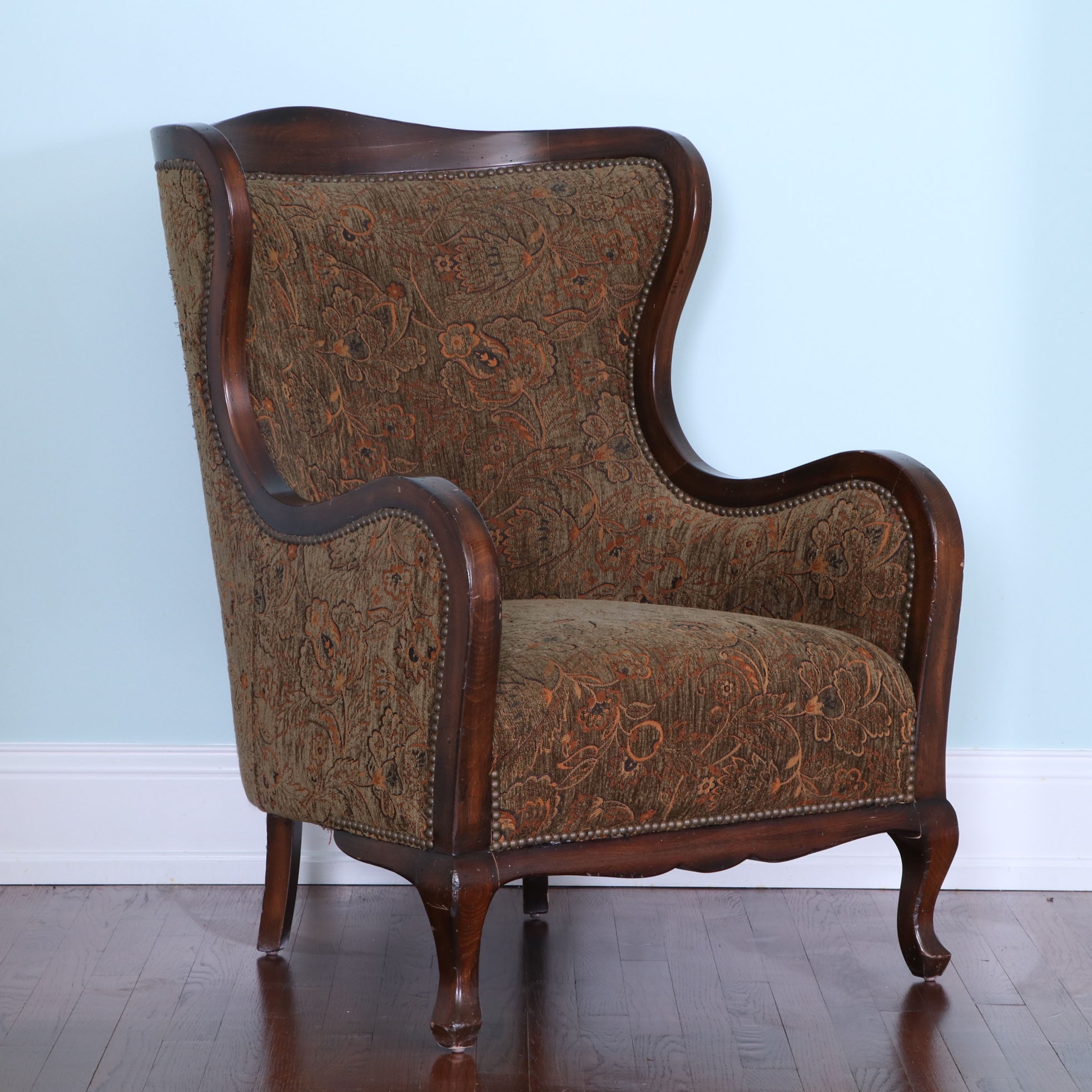 Arhaus Furniture "Catania" Exposed Wood Wingback Armchair