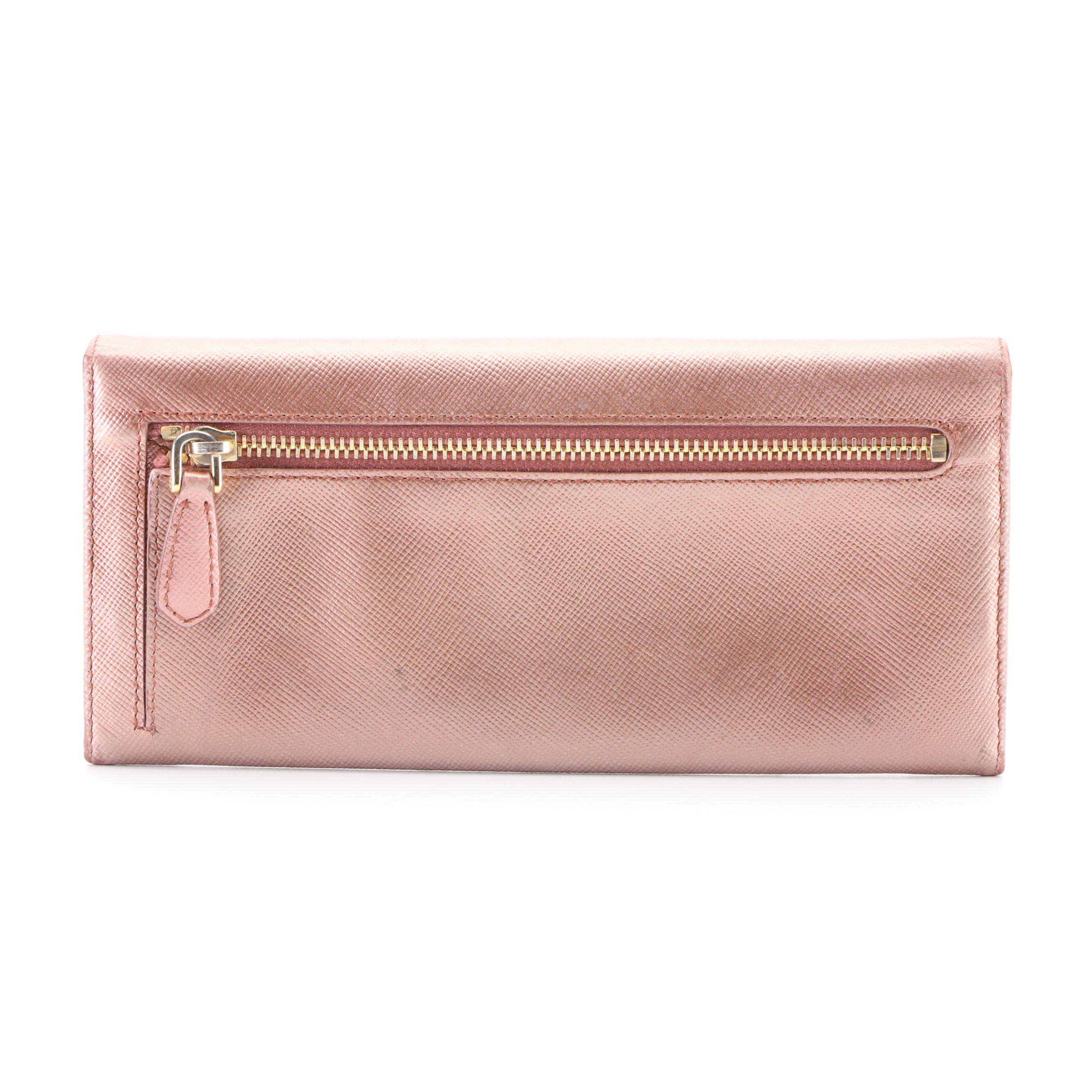 Prada Metallic Saffiano Leather Wallet