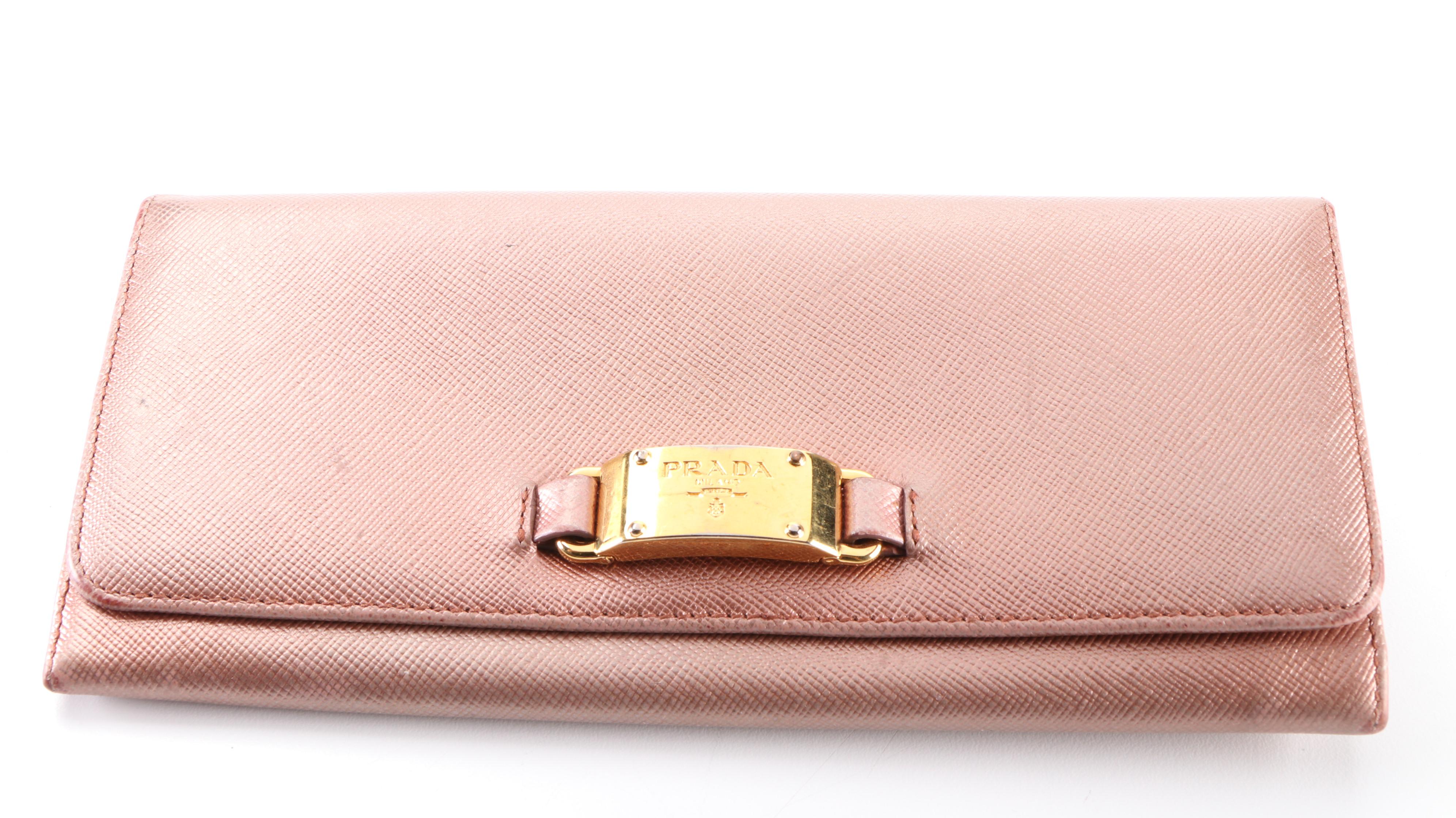 Prada Metallic Saffiano Leather Wallet