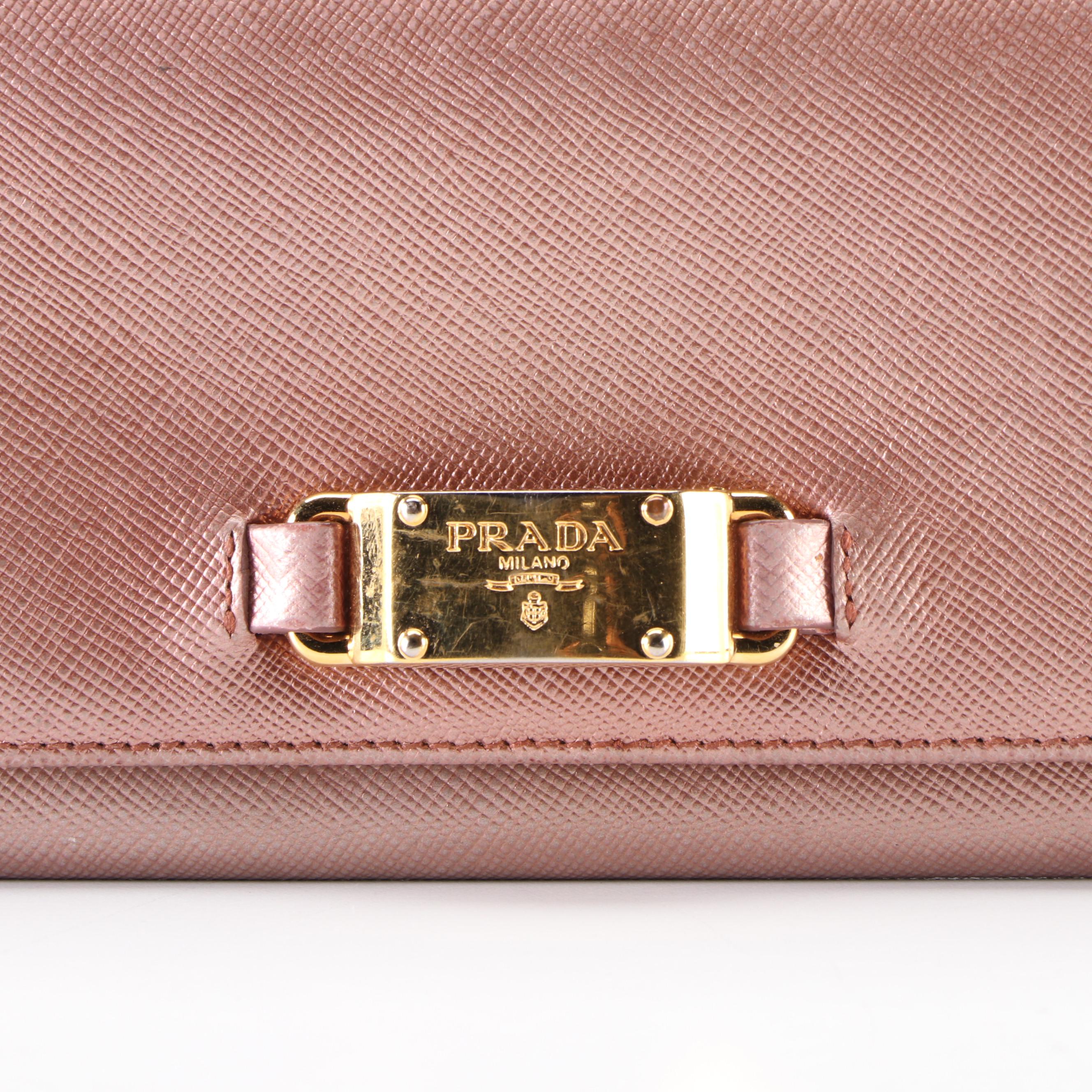 Prada Metallic Saffiano Leather Wallet