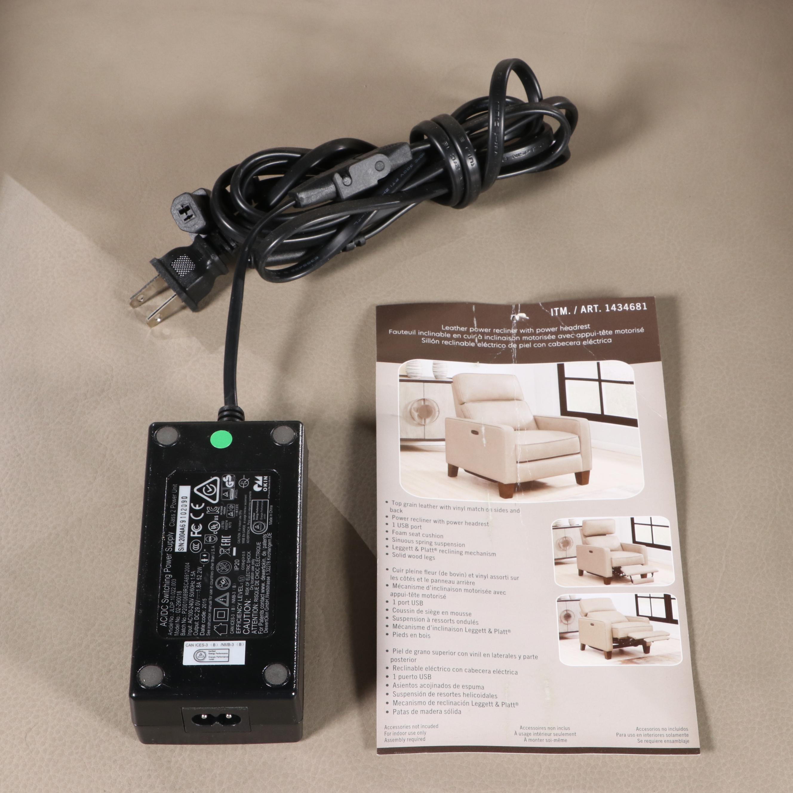 Synergy Home Furnishings "Jackston" Leather Power Recliner with Power Headrest