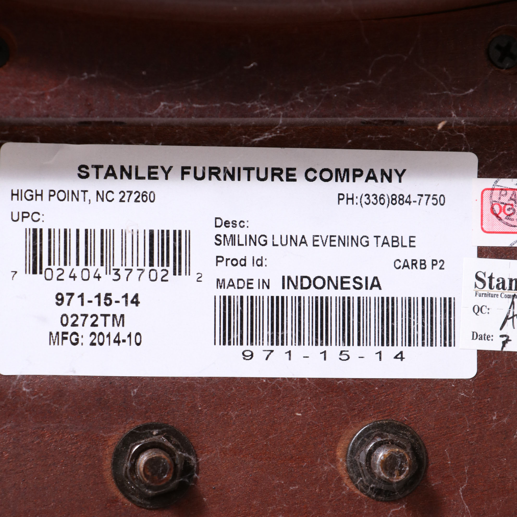 Stanley Furniture Costa Del Sol Collection "Smiling Luna" Round Evening Table