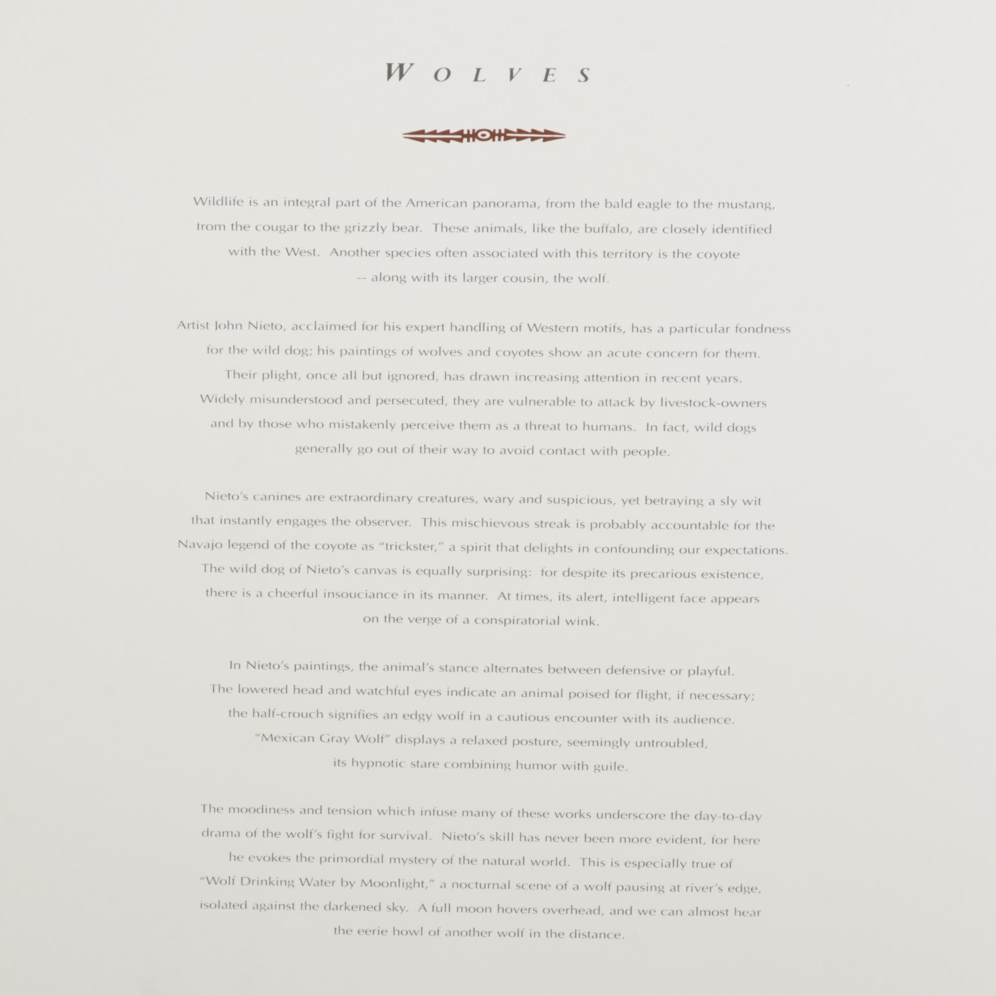 John Nieto Serigraph of Wolf, 1996