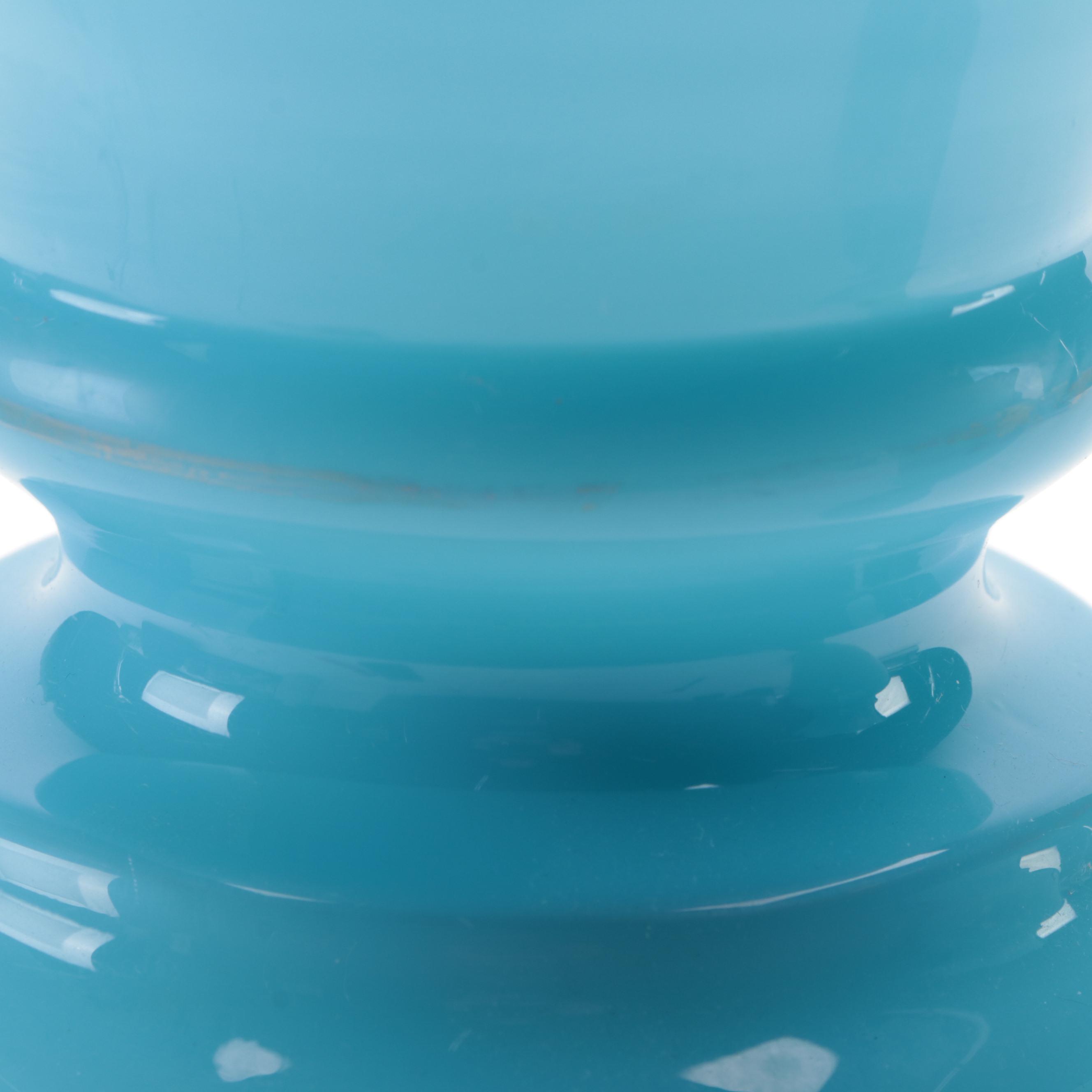 Victorian Blue Bristol Glass Hand-Painted Vases, Late 19th/ Early 20th Century