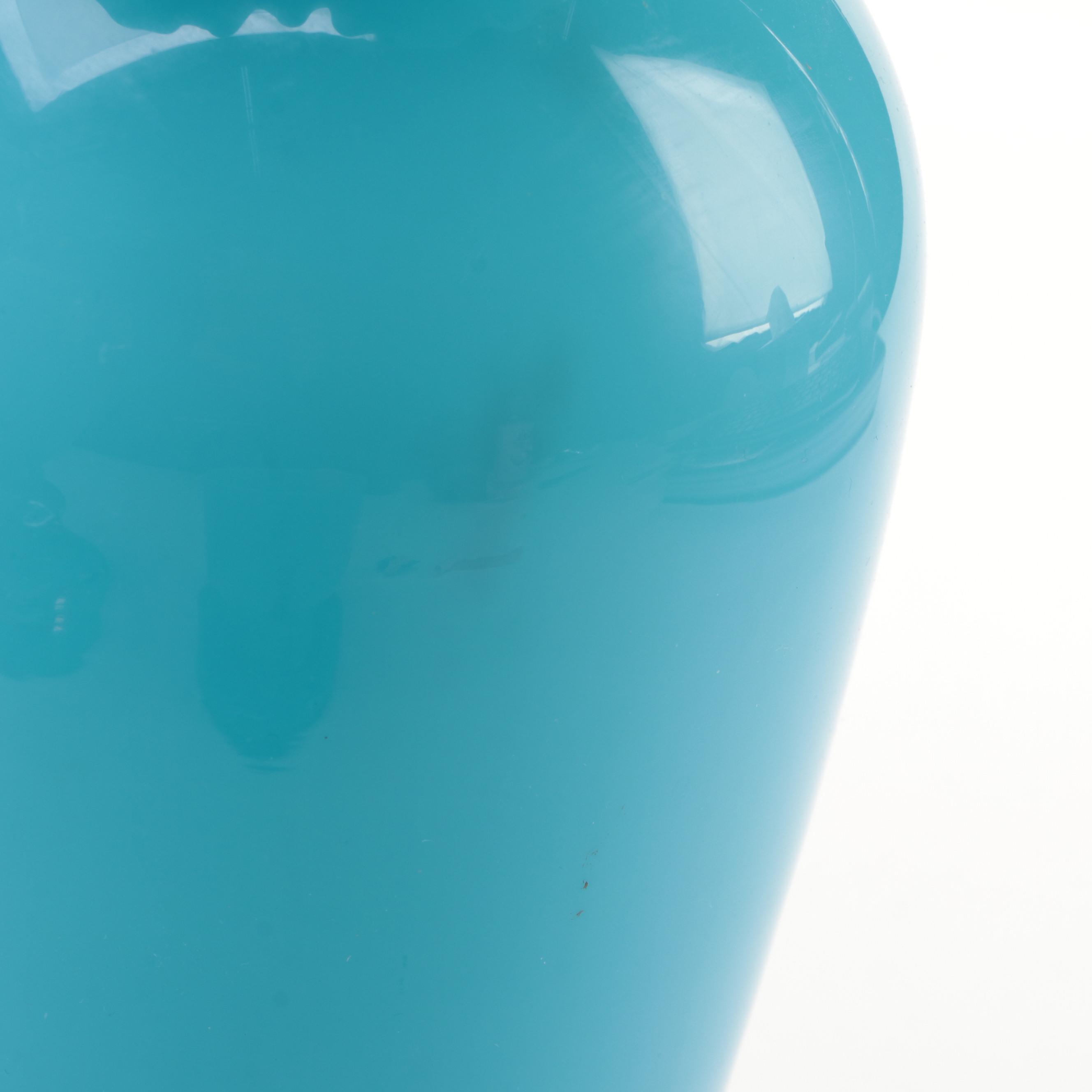 Victorian Blue Bristol Glass Hand-Painted Vases, Late 19th/ Early 20th Century