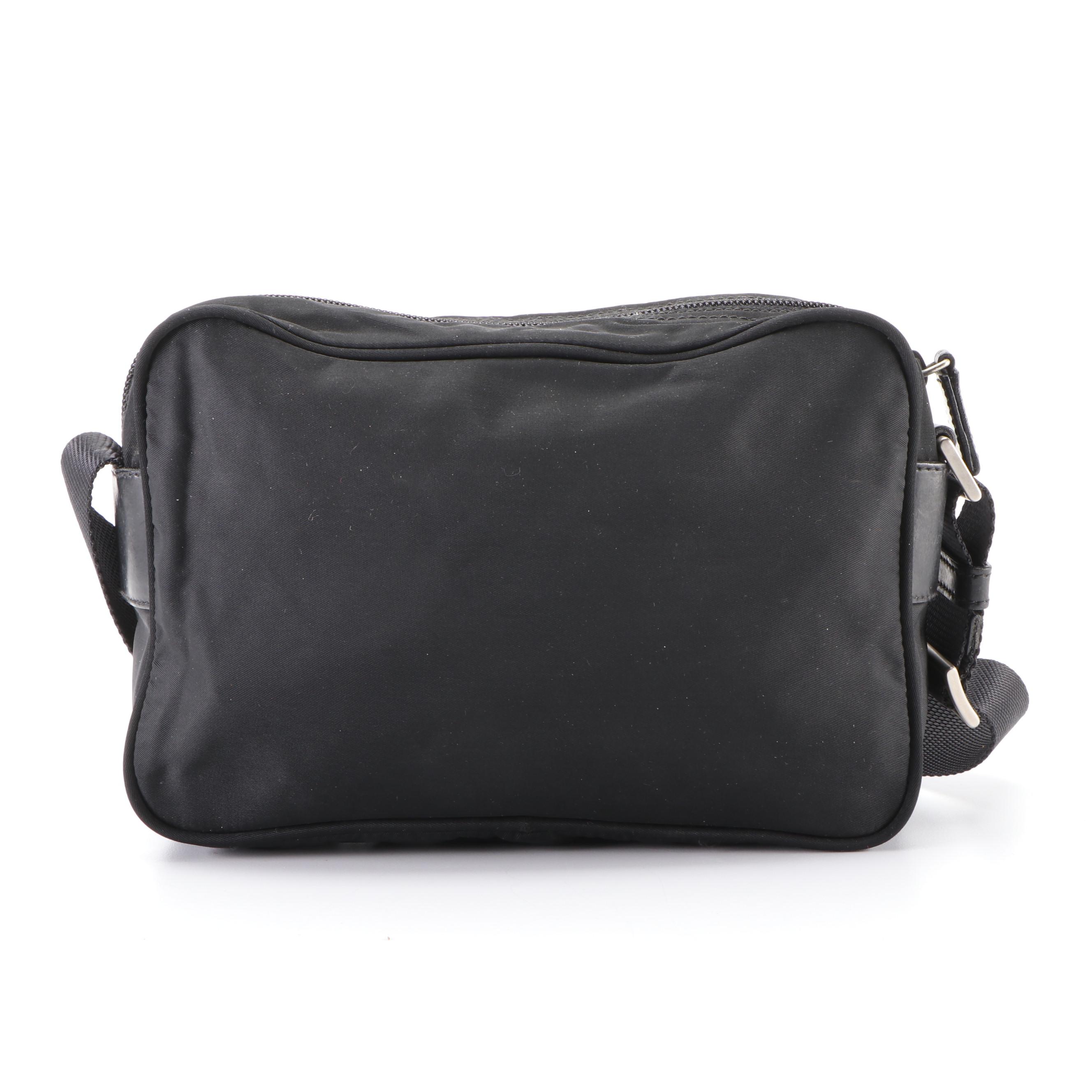 Prada Small Crossbody Bag in Nero Tessuto Nylon with Black Leather Trim