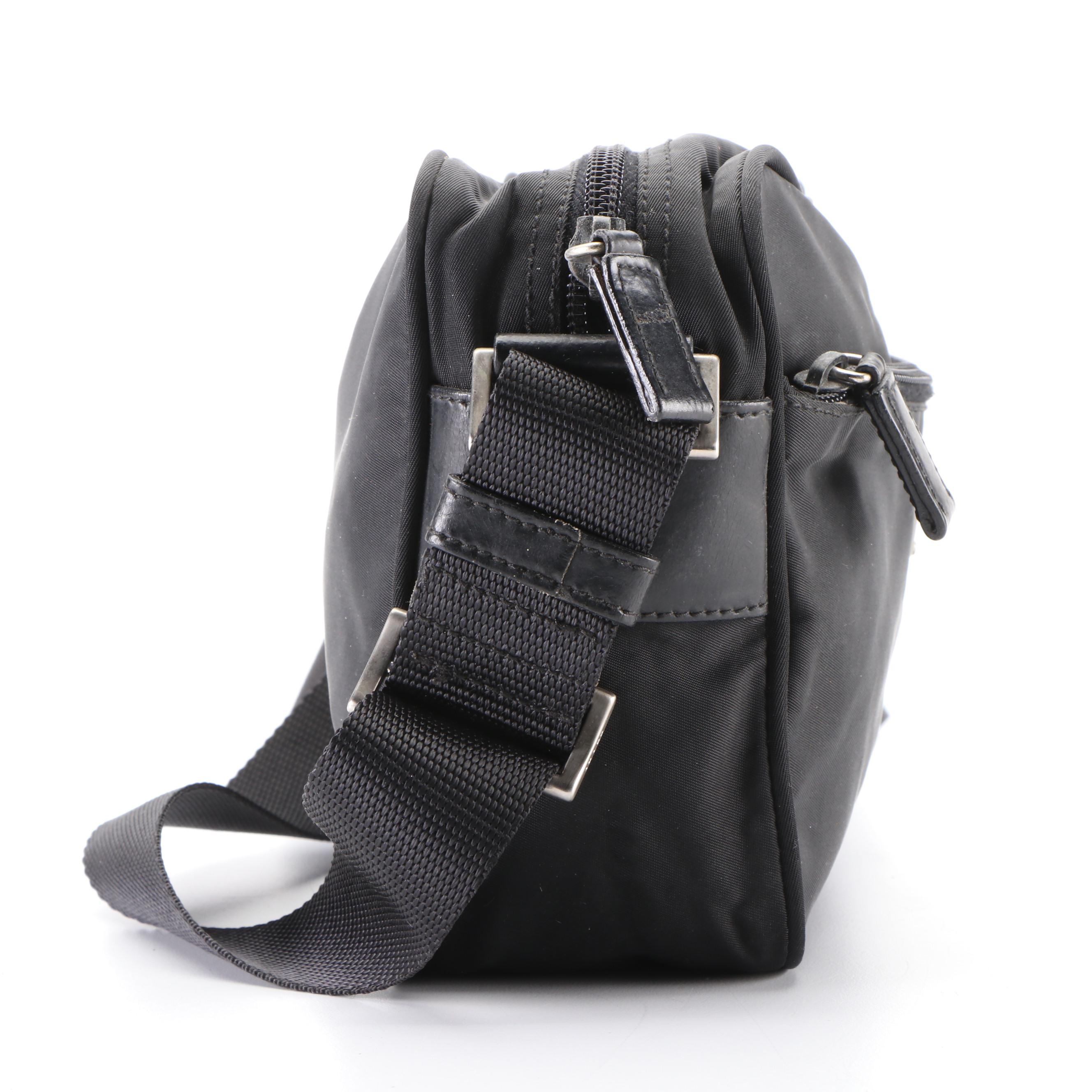 Prada Small Crossbody Bag in Nero Tessuto Nylon with Black Leather Trim