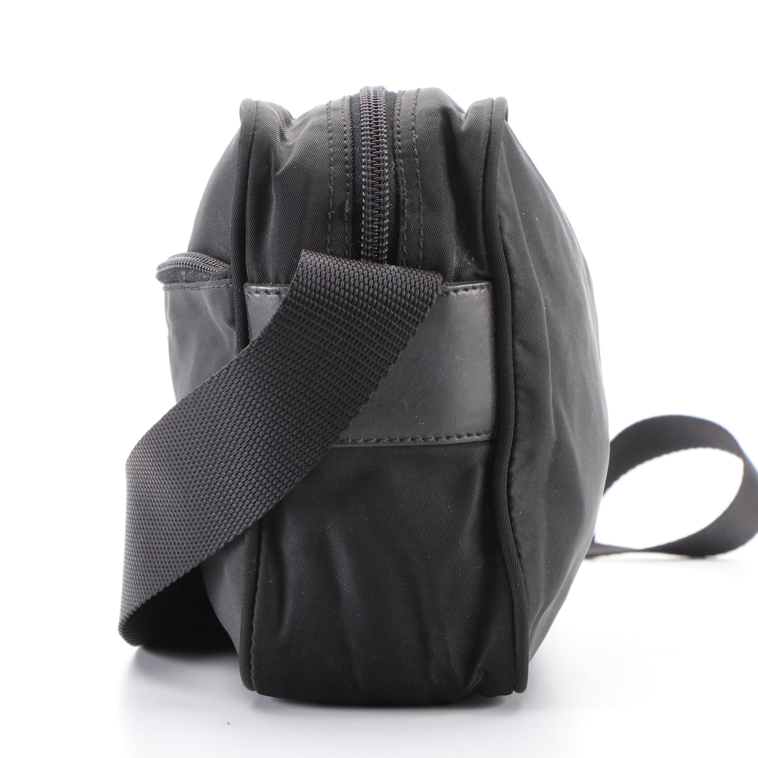 Prada Small Crossbody Bag in Nero Tessuto Nylon with Black Leather Trim