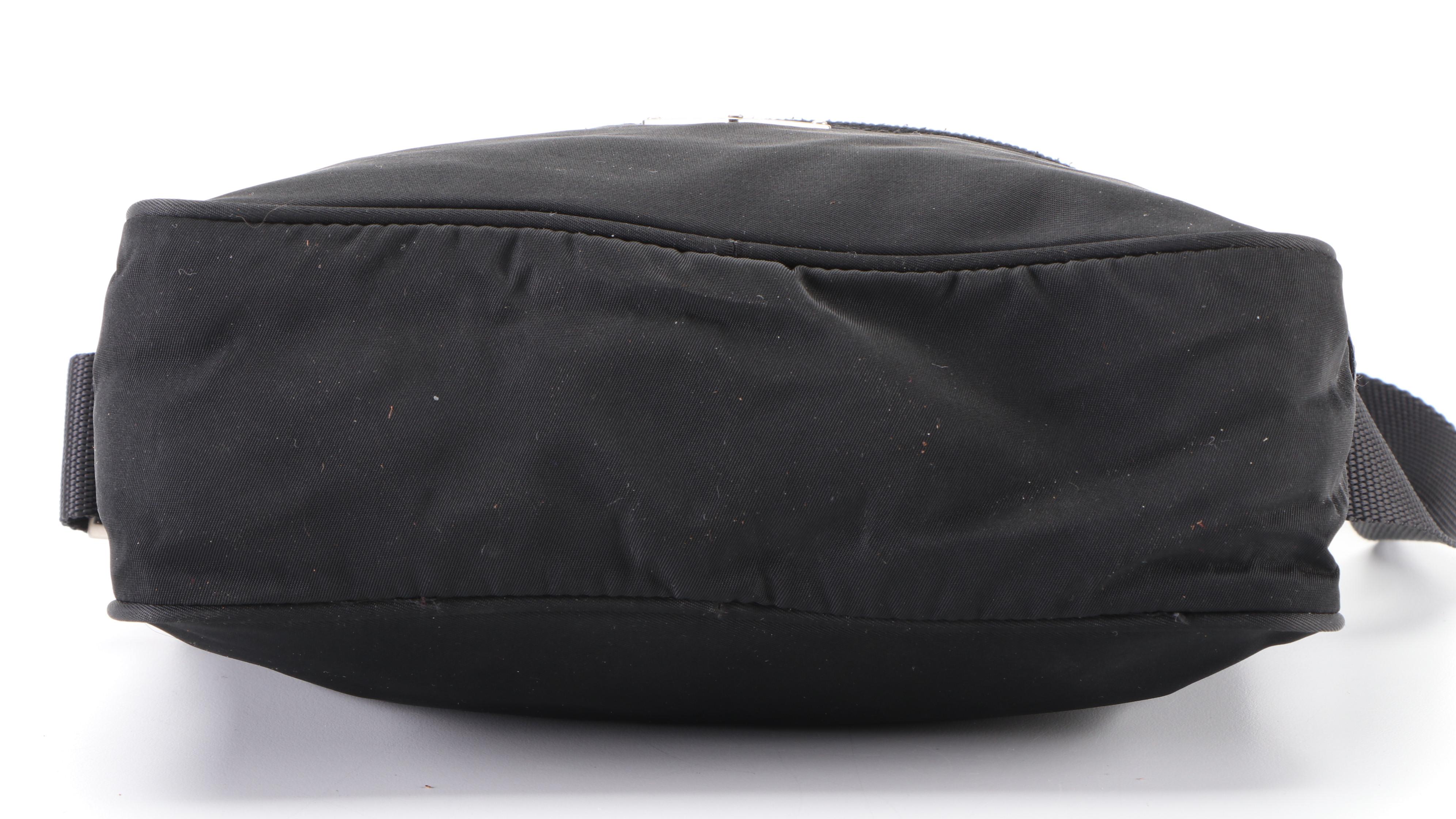 Prada Small Crossbody Bag in Nero Tessuto Nylon with Black Leather Trim