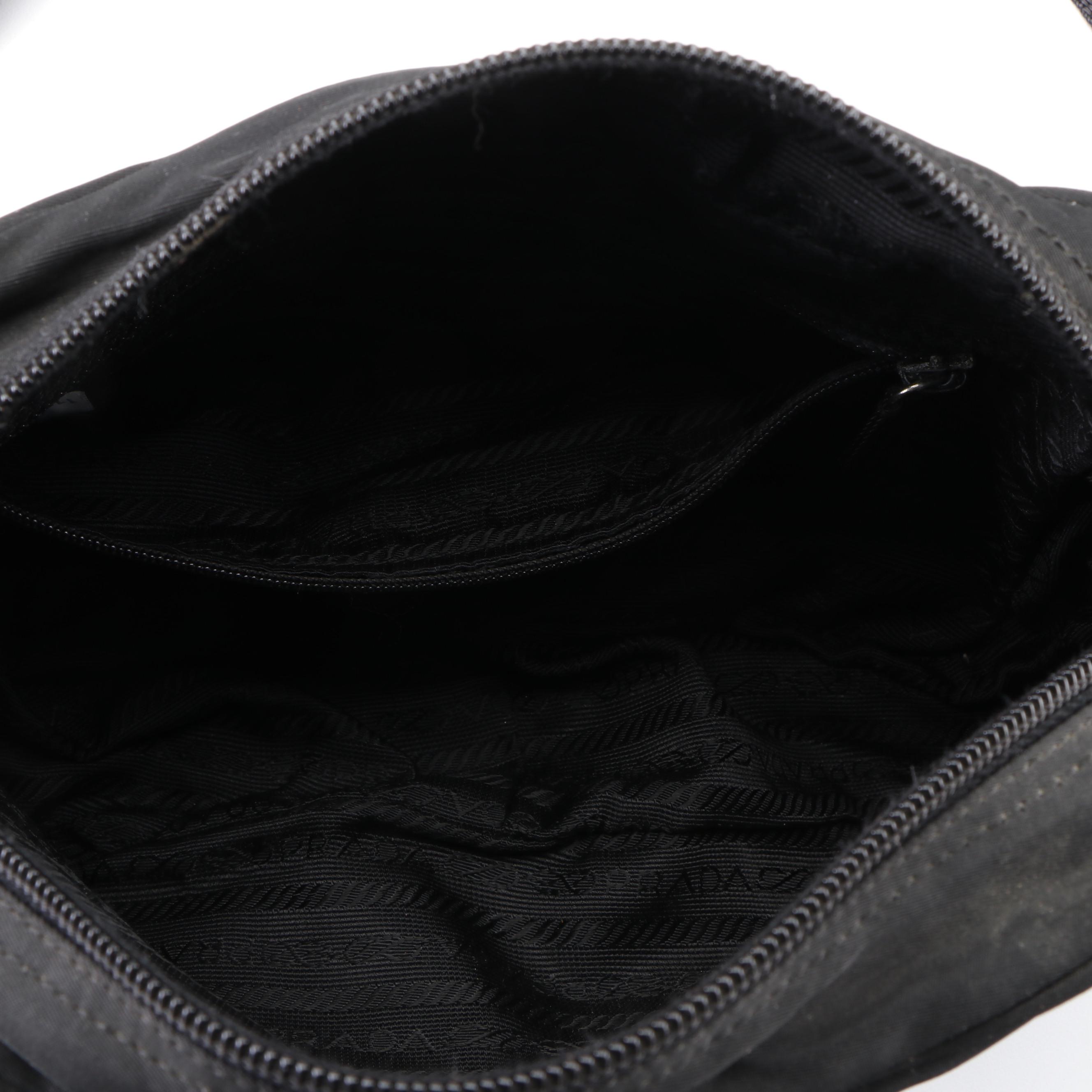 Prada Small Crossbody Bag in Nero Tessuto Nylon with Black Leather Trim