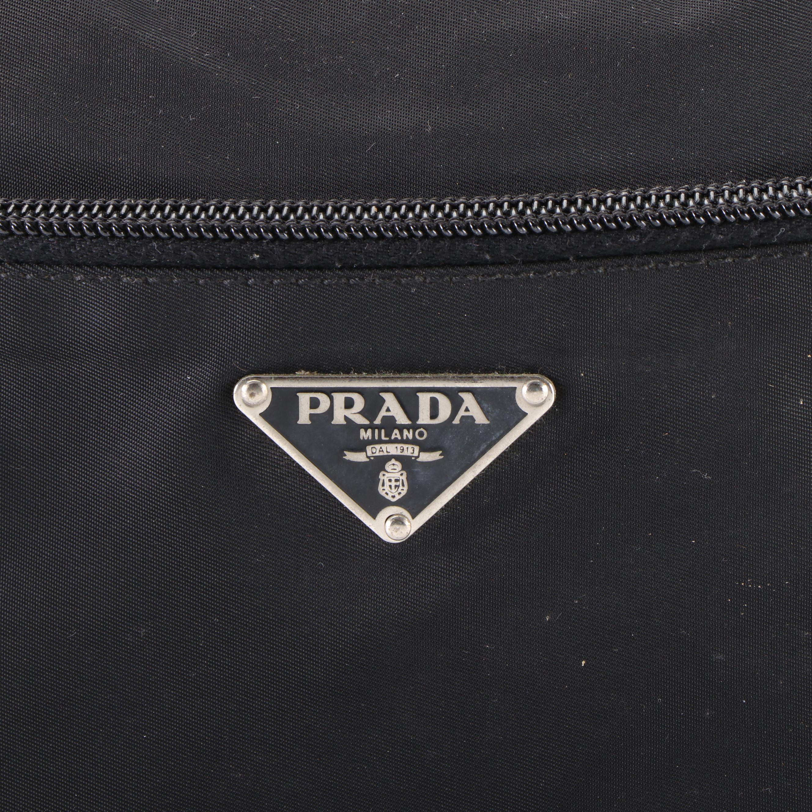 Prada Small Crossbody Bag in Nero Tessuto Nylon with Black Leather Trim