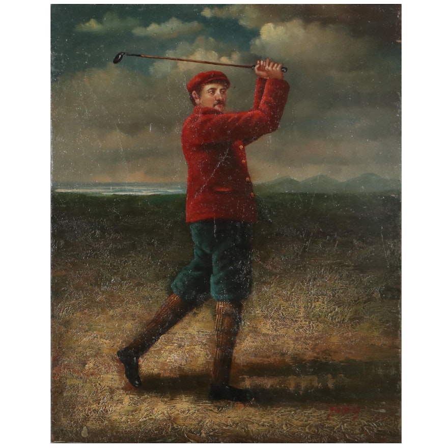 Figural Oil Painting of a Golfer