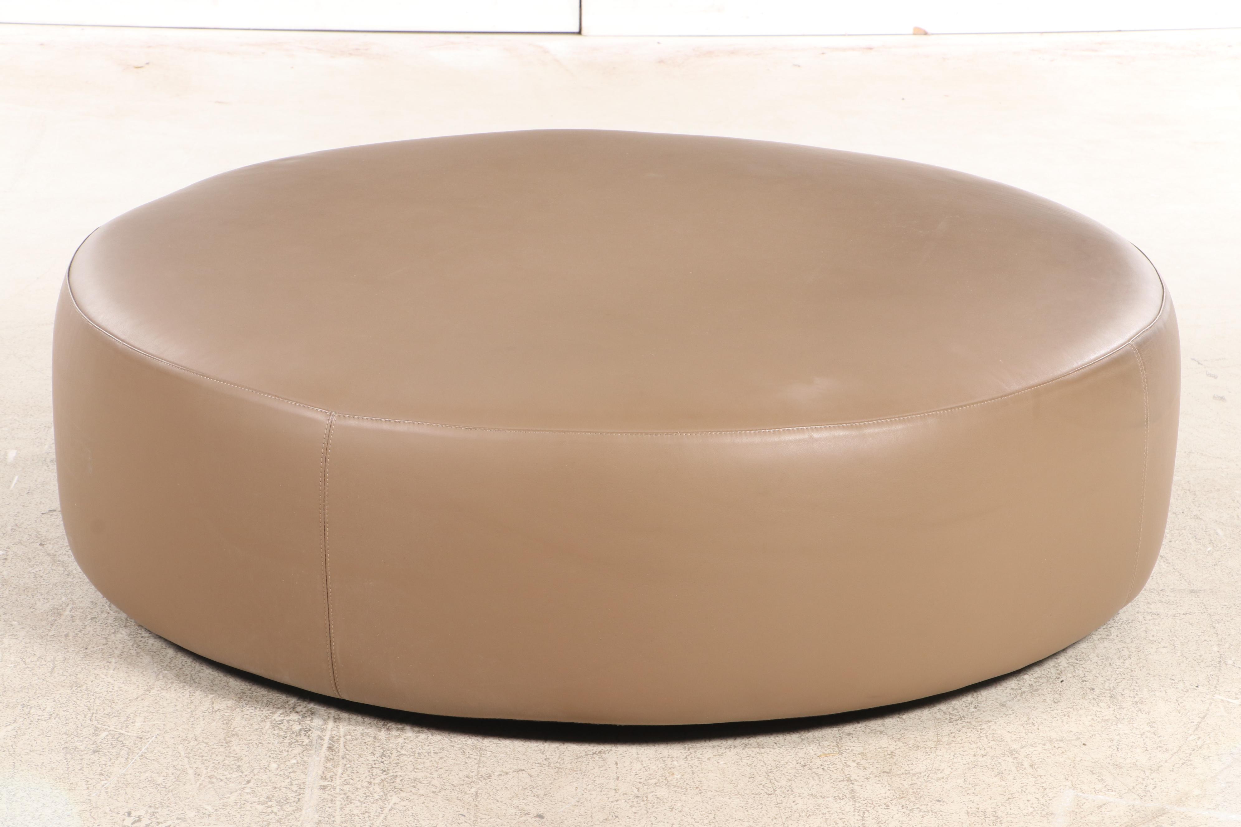 B&B Italia Brown Leather Cocktail Ottoman