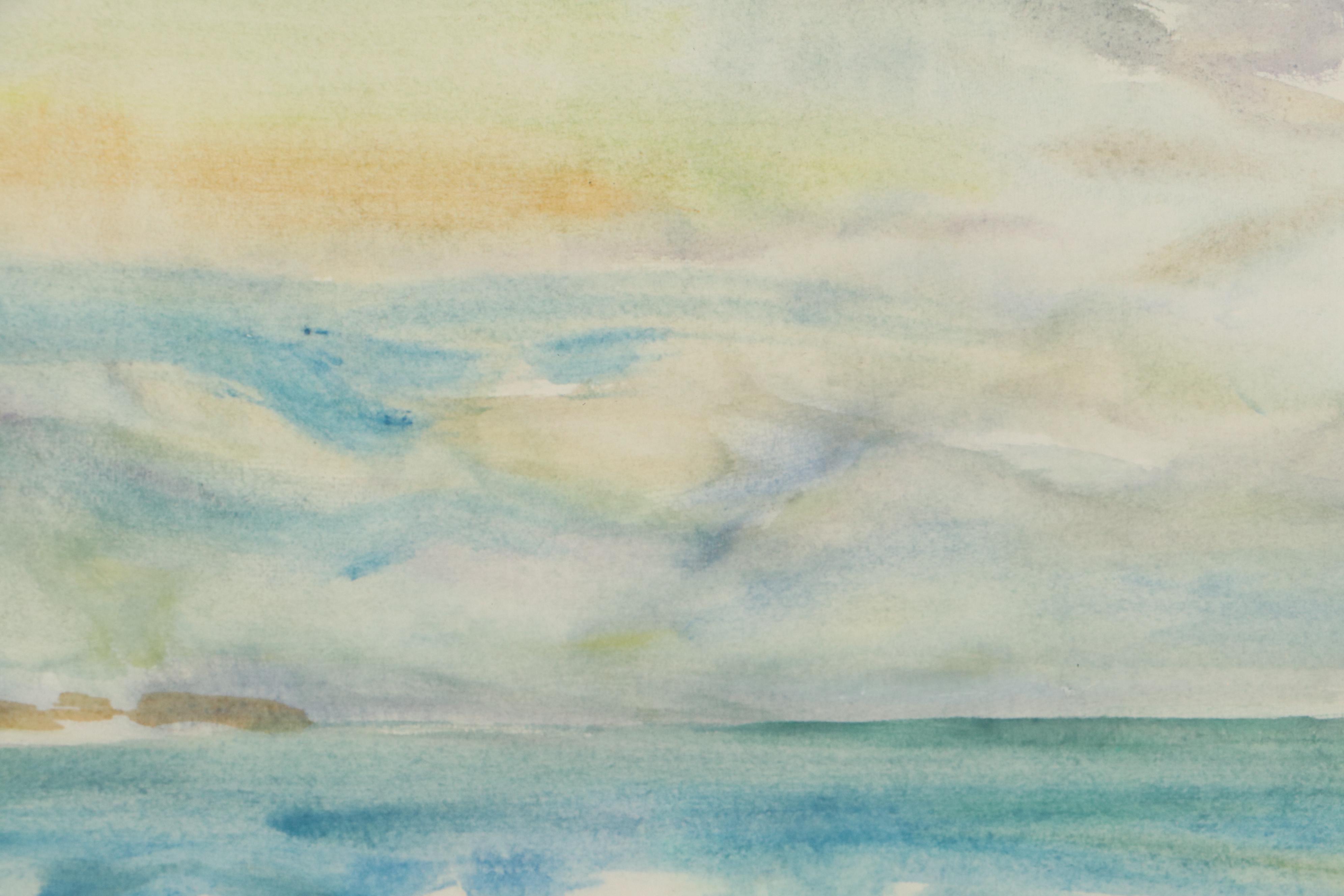 Lilo Peters Watercolor Painting of a Beach Scene