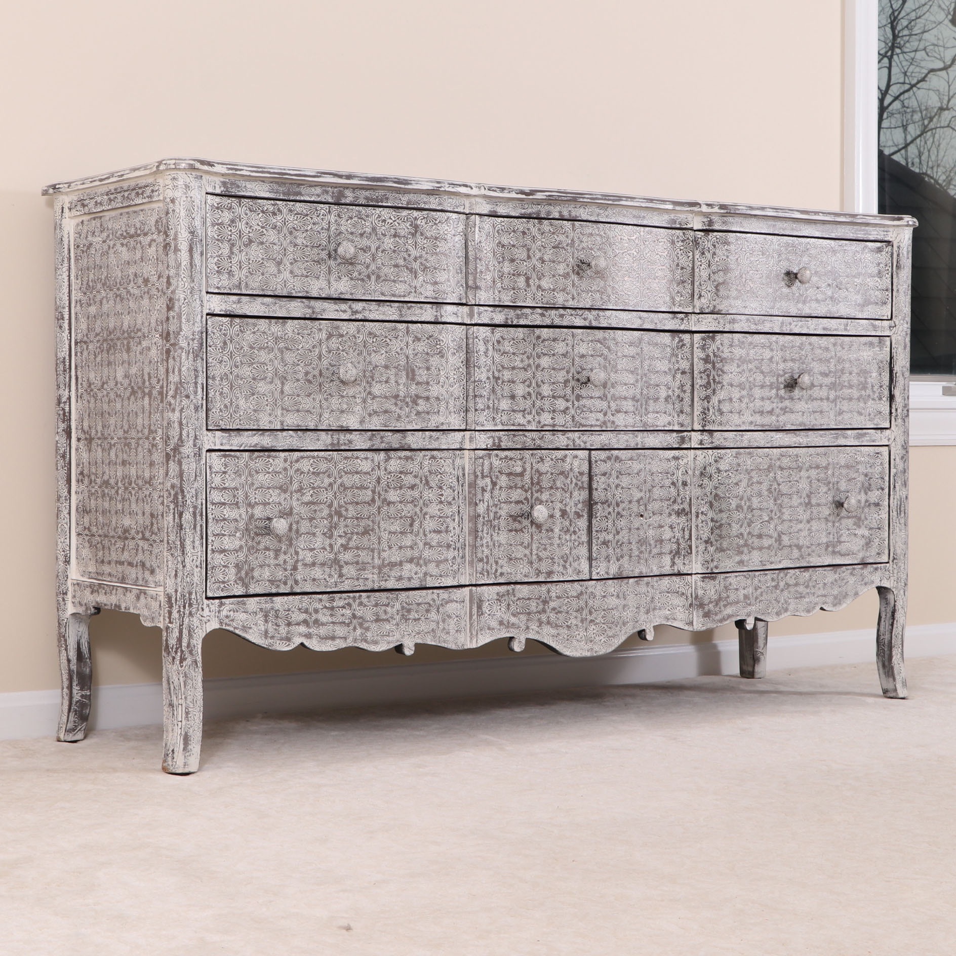 Arhaus Plume Pressed Tin Chest of Drawers, Contemporary