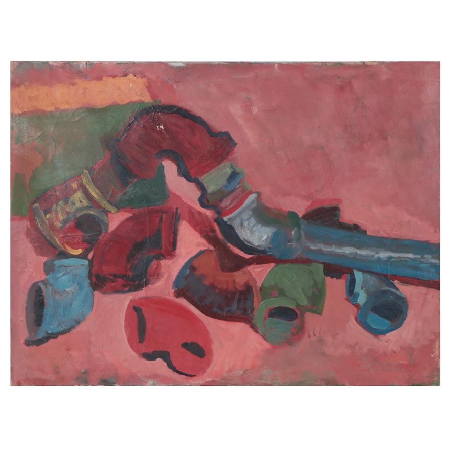 Richard Snyder Oil Painting of Pipes, Late 20th Century