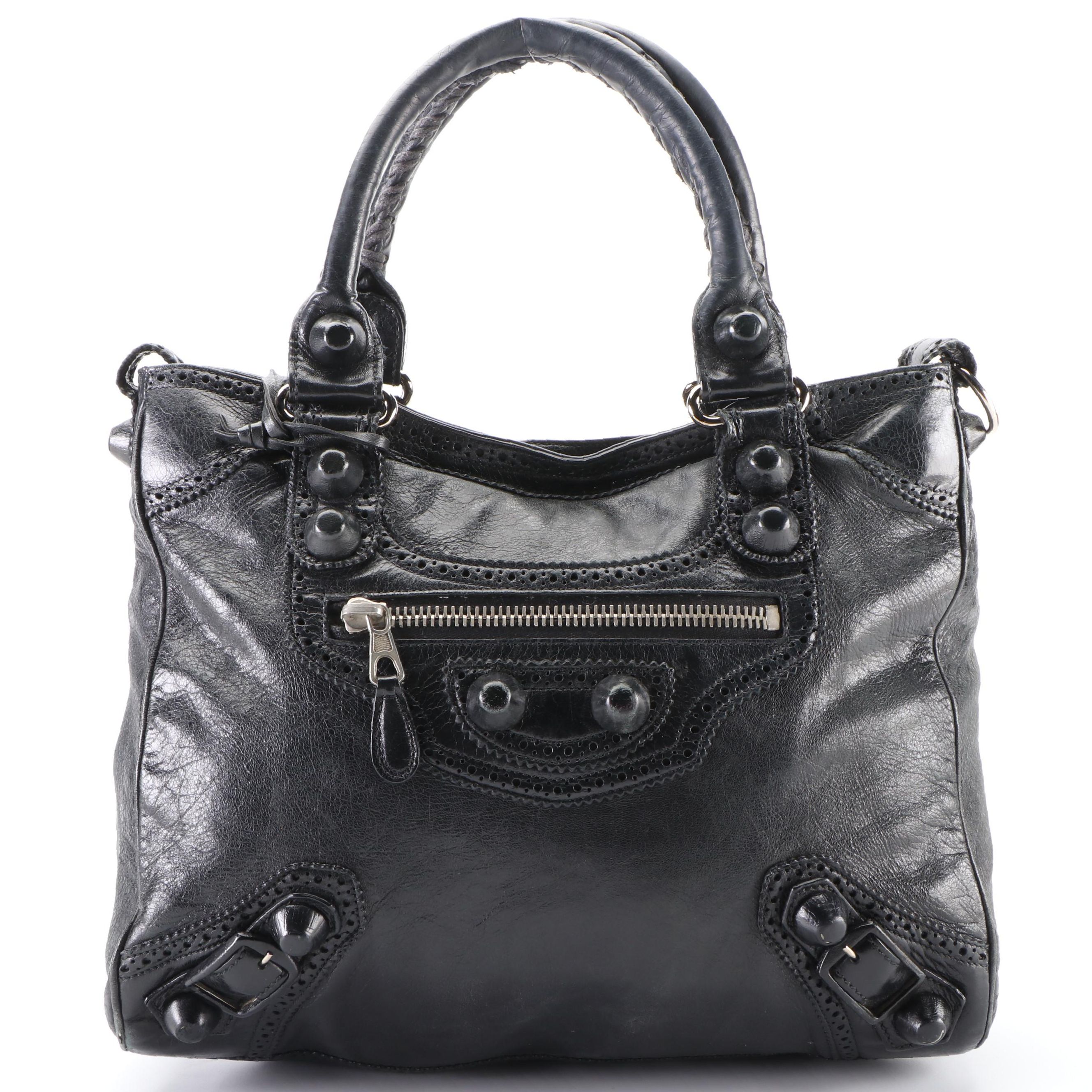 Balenciaga Motorcycle Giant Velo Bag in Black Agneau Leather