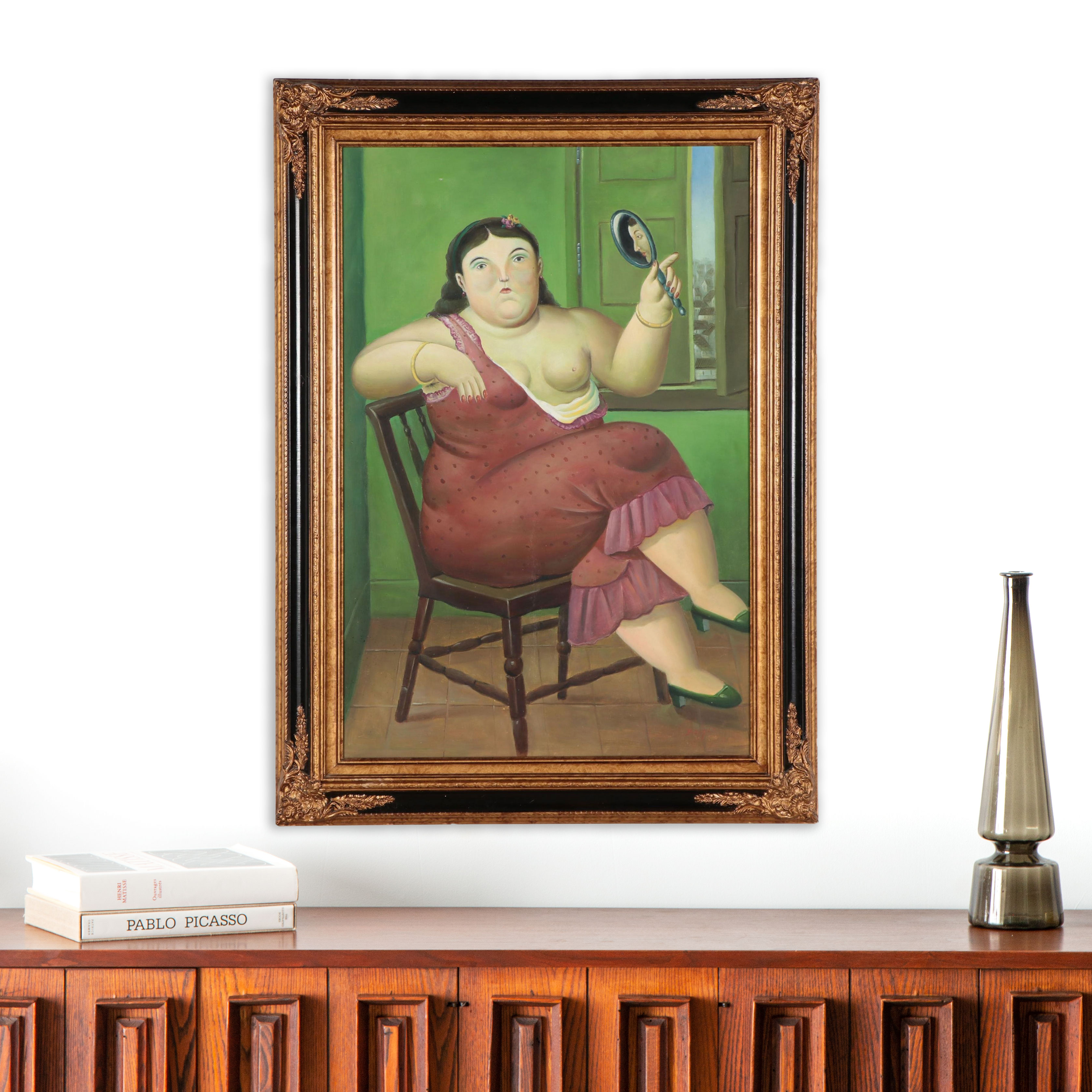 Oil Painting After Fernando Botero "Venus," Late 20th Century