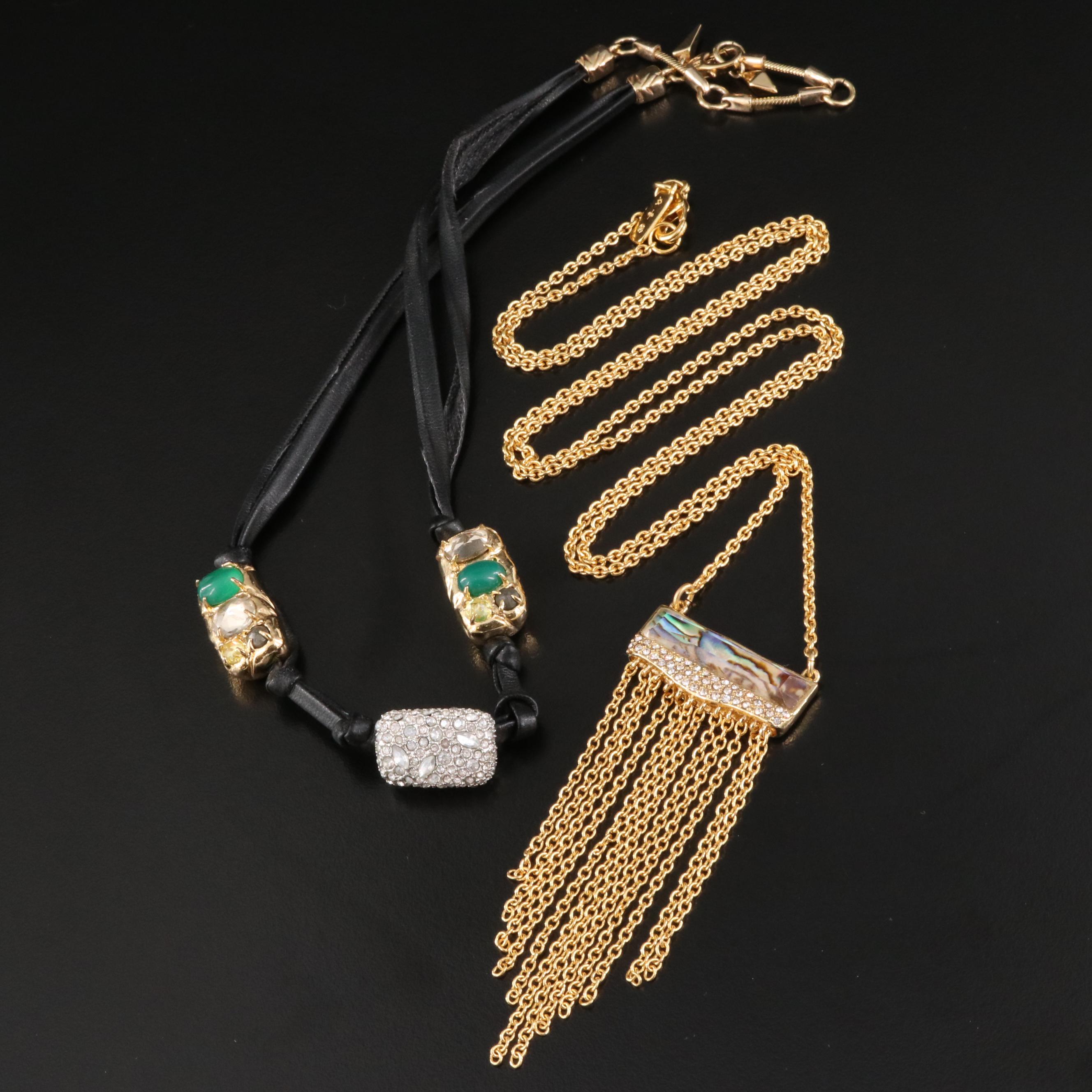 Alexis Bittar Necklaces Including Abalone Doublet, Chalcedony and Rhinestones