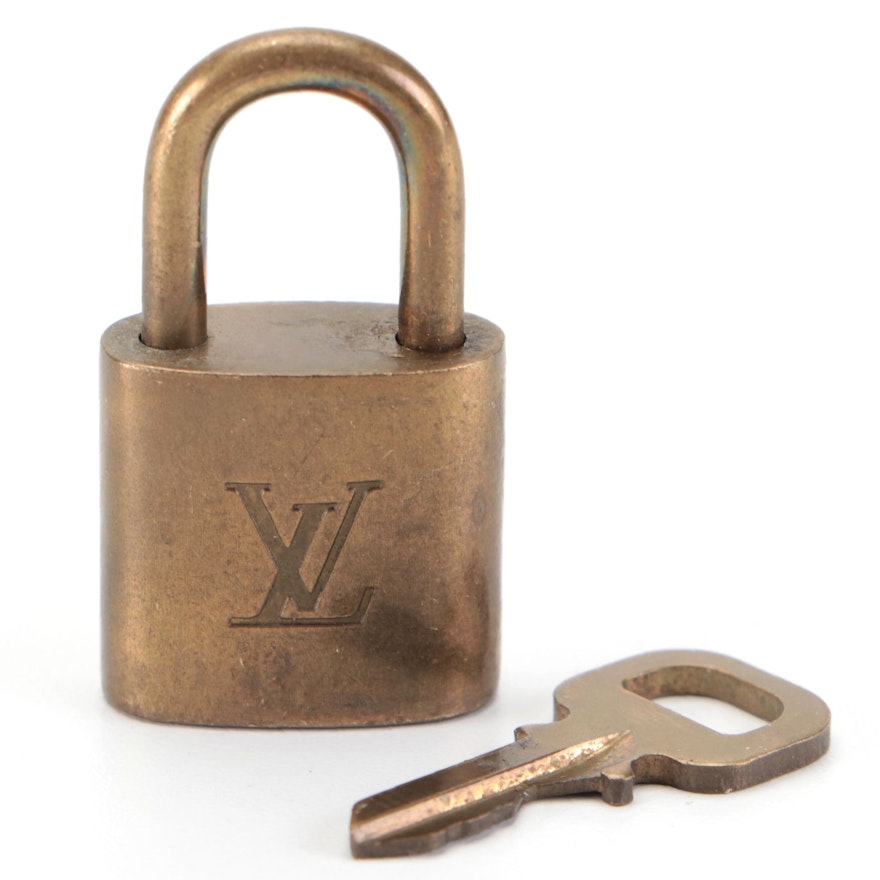 Louis Vuitton Brass Padlock and Key Set