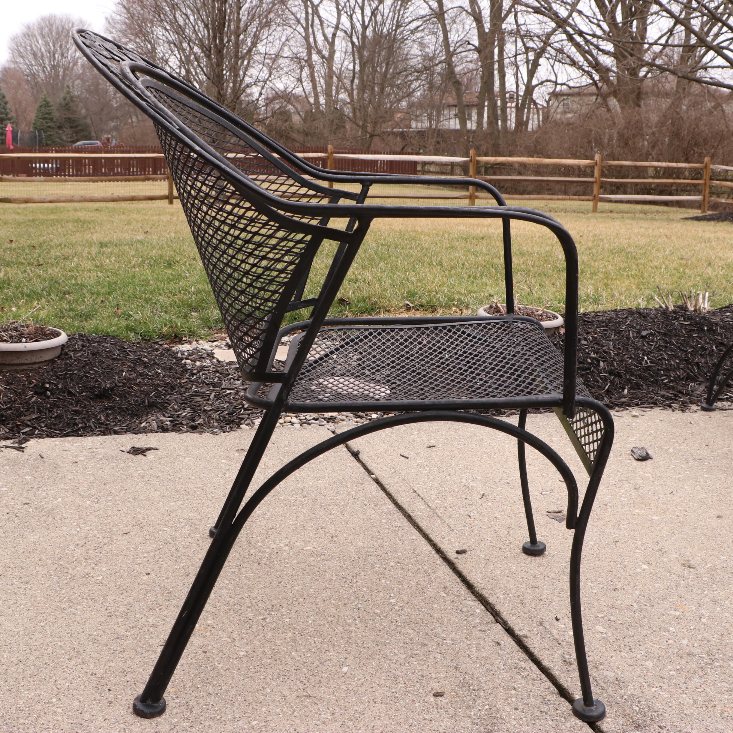 Iron Mesh Patio Dining Set with Two Rocker Chairs