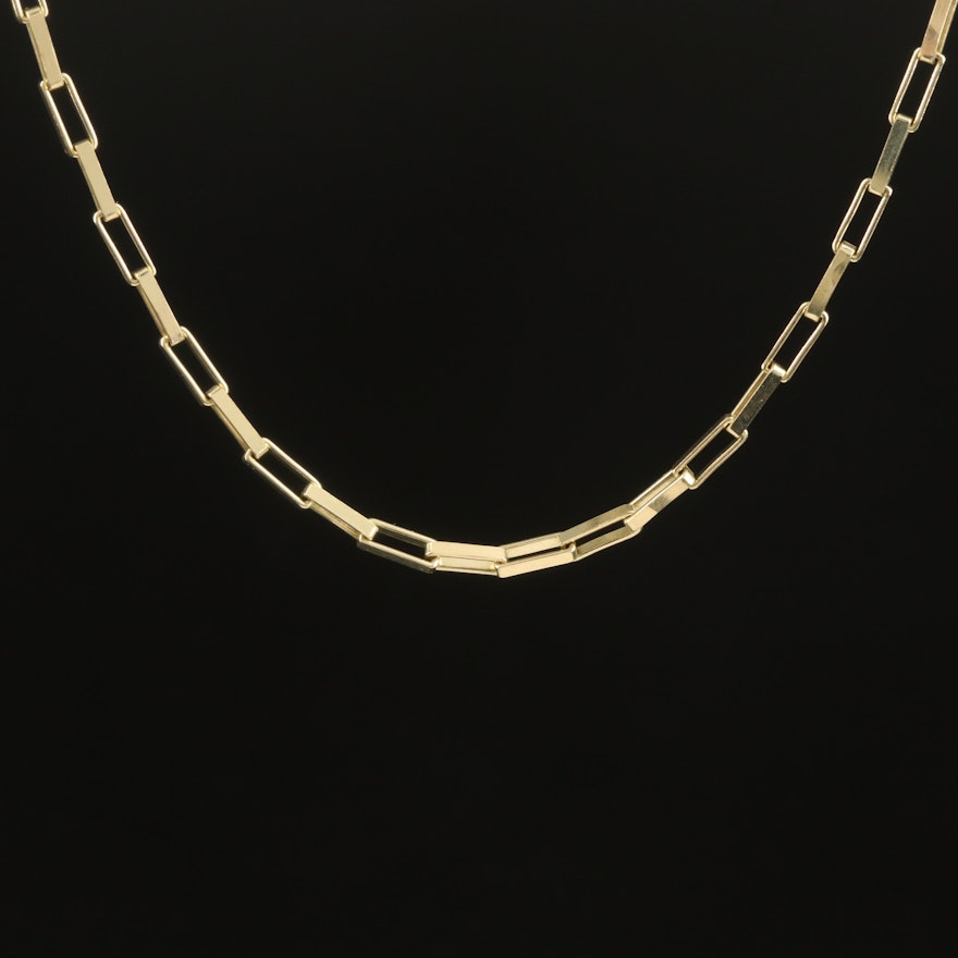 10K Rectangular Box Chain Necklace