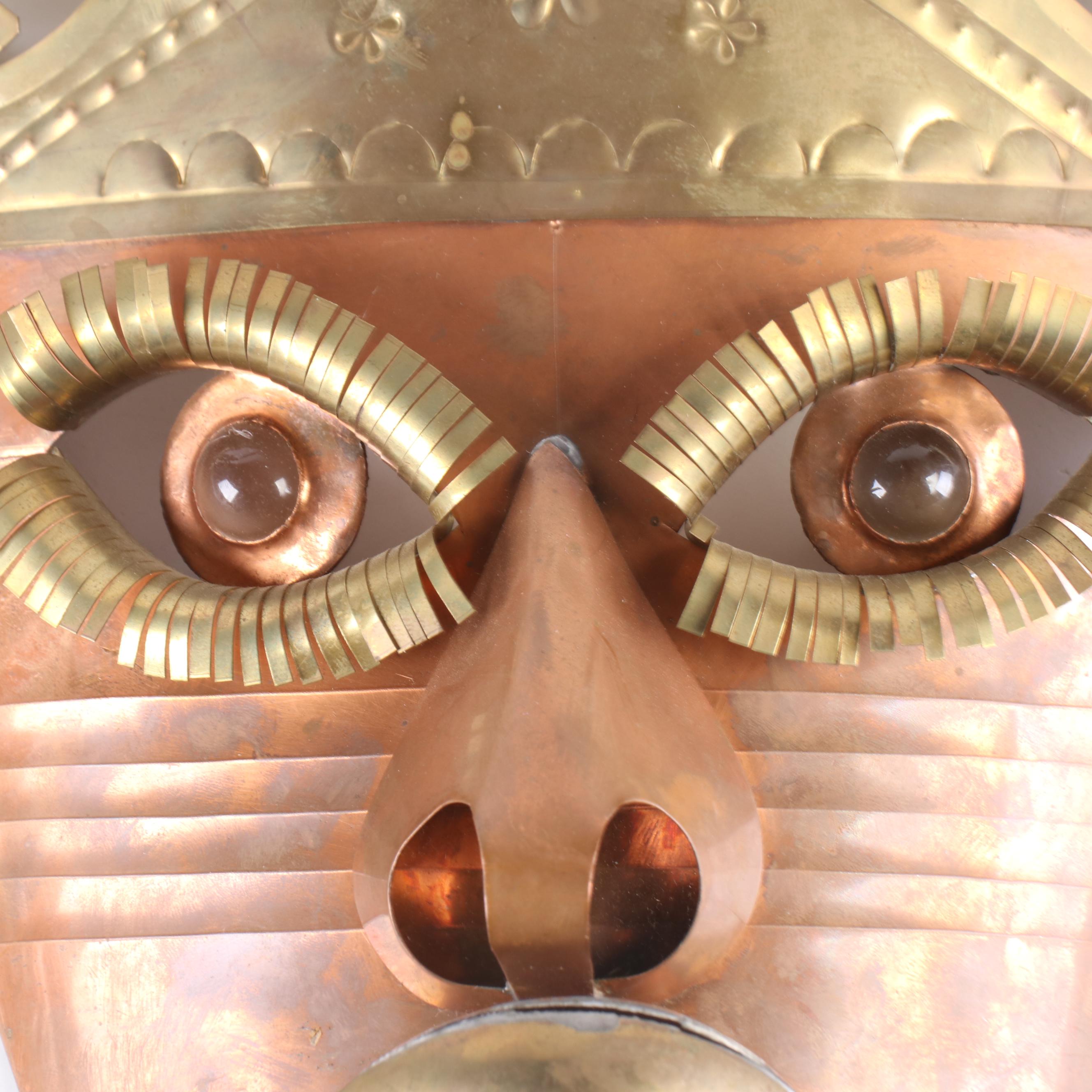 Mexican Folk Art Masks with Sunburst Mirrors and Other Wall Decor