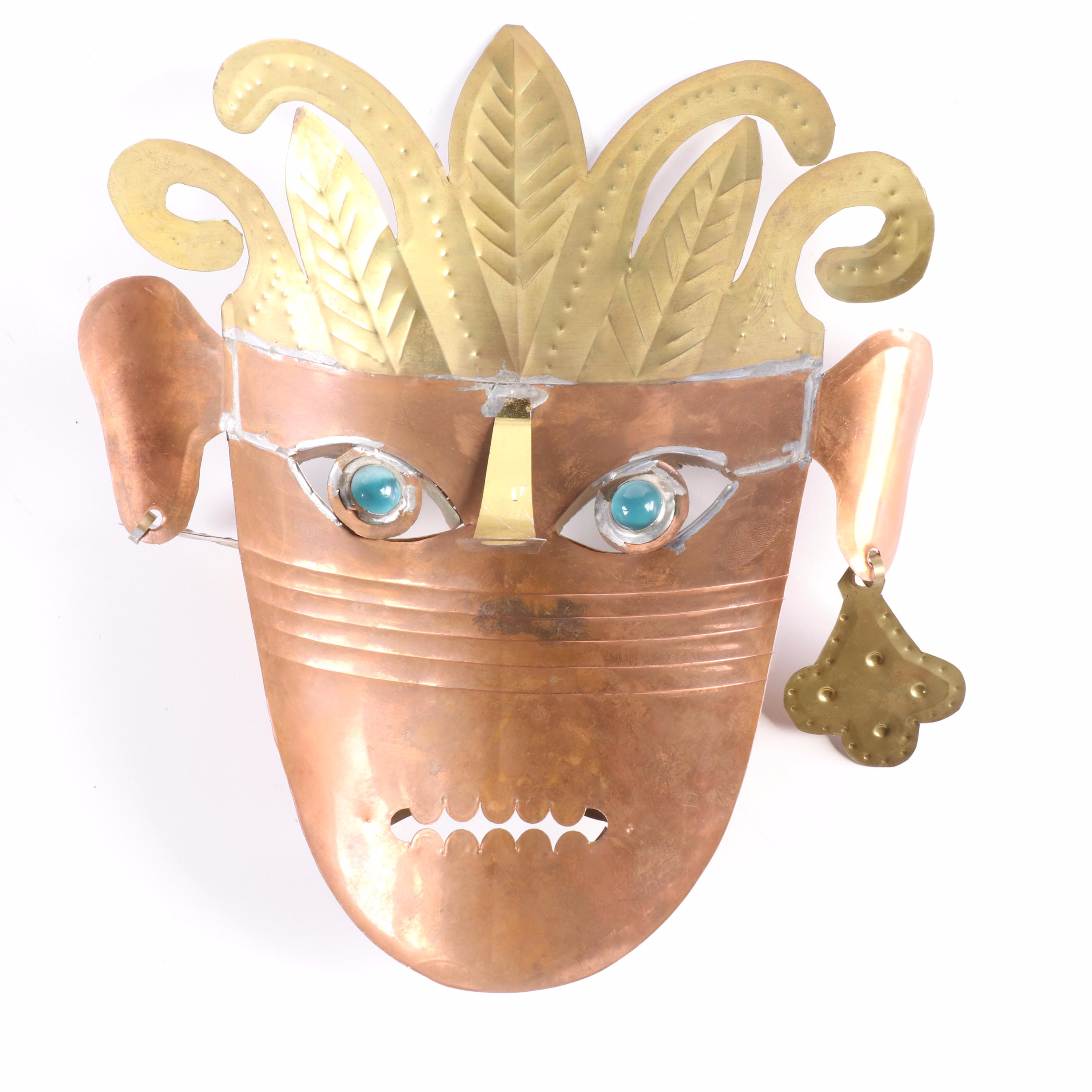 Mexican Folk Art Masks with Sunburst Mirrors and Other Wall Decor