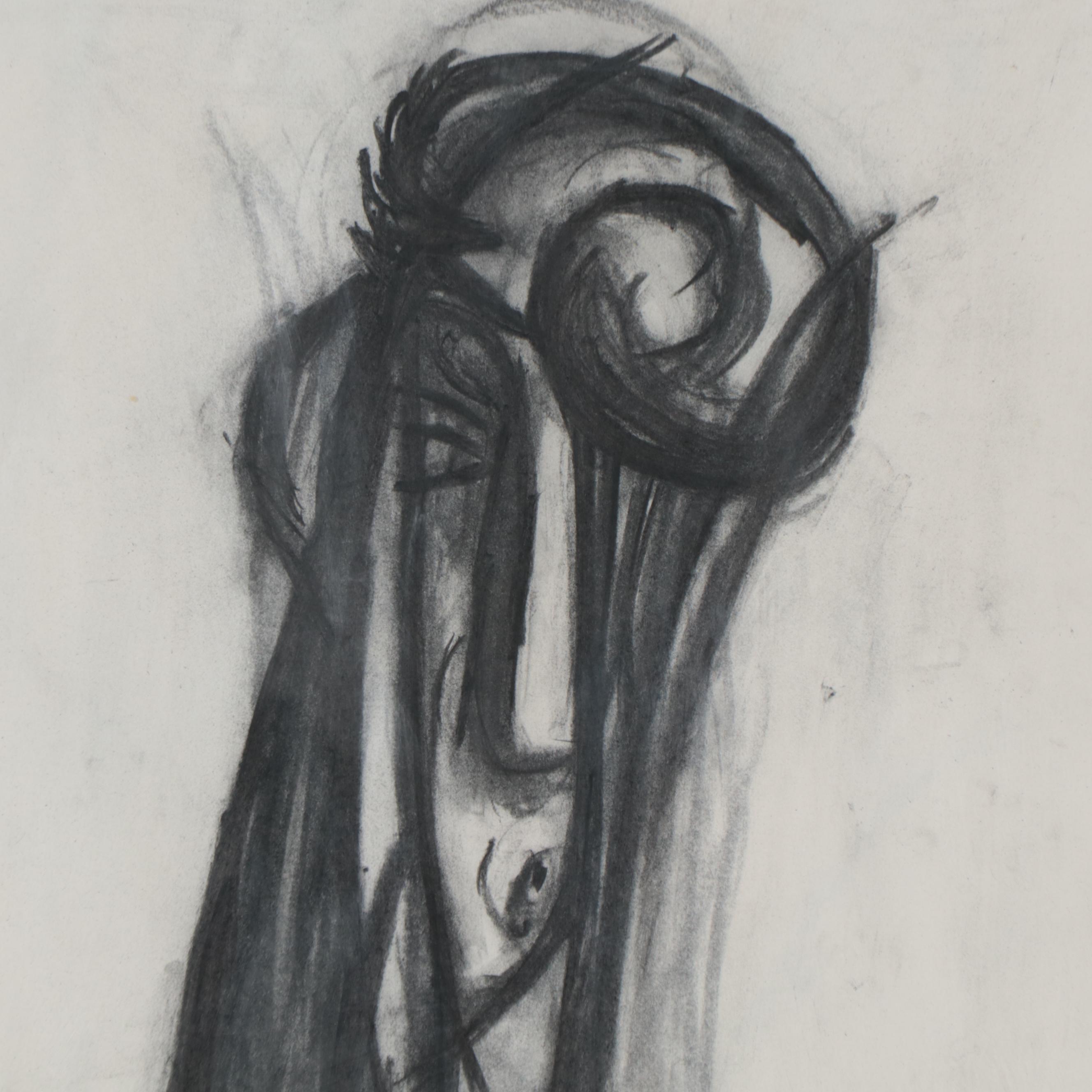 Richard Snyder Charcoal Drawing of Abstract Figure, 1984