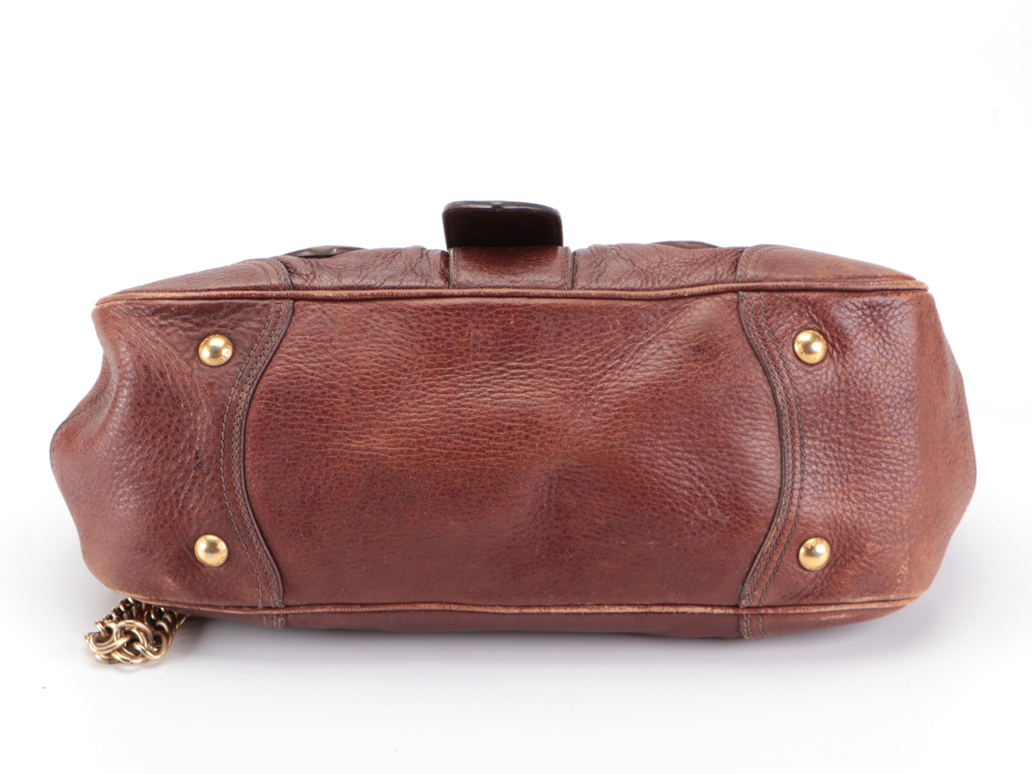 Prada Medium Animalier Satchel in Dark Brown Deerskin Leather