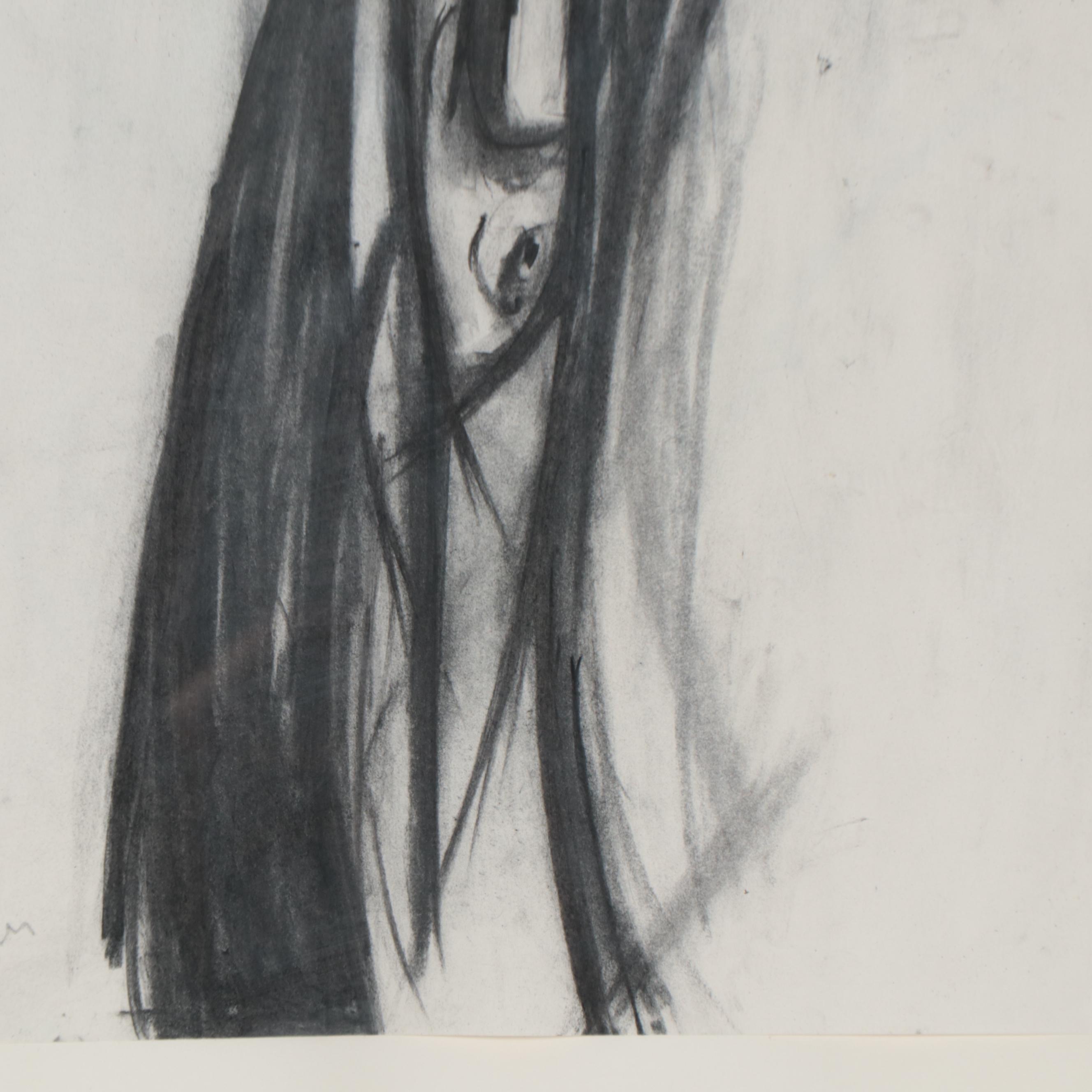 Richard Snyder Charcoal Drawing of Abstract Figure, 1984