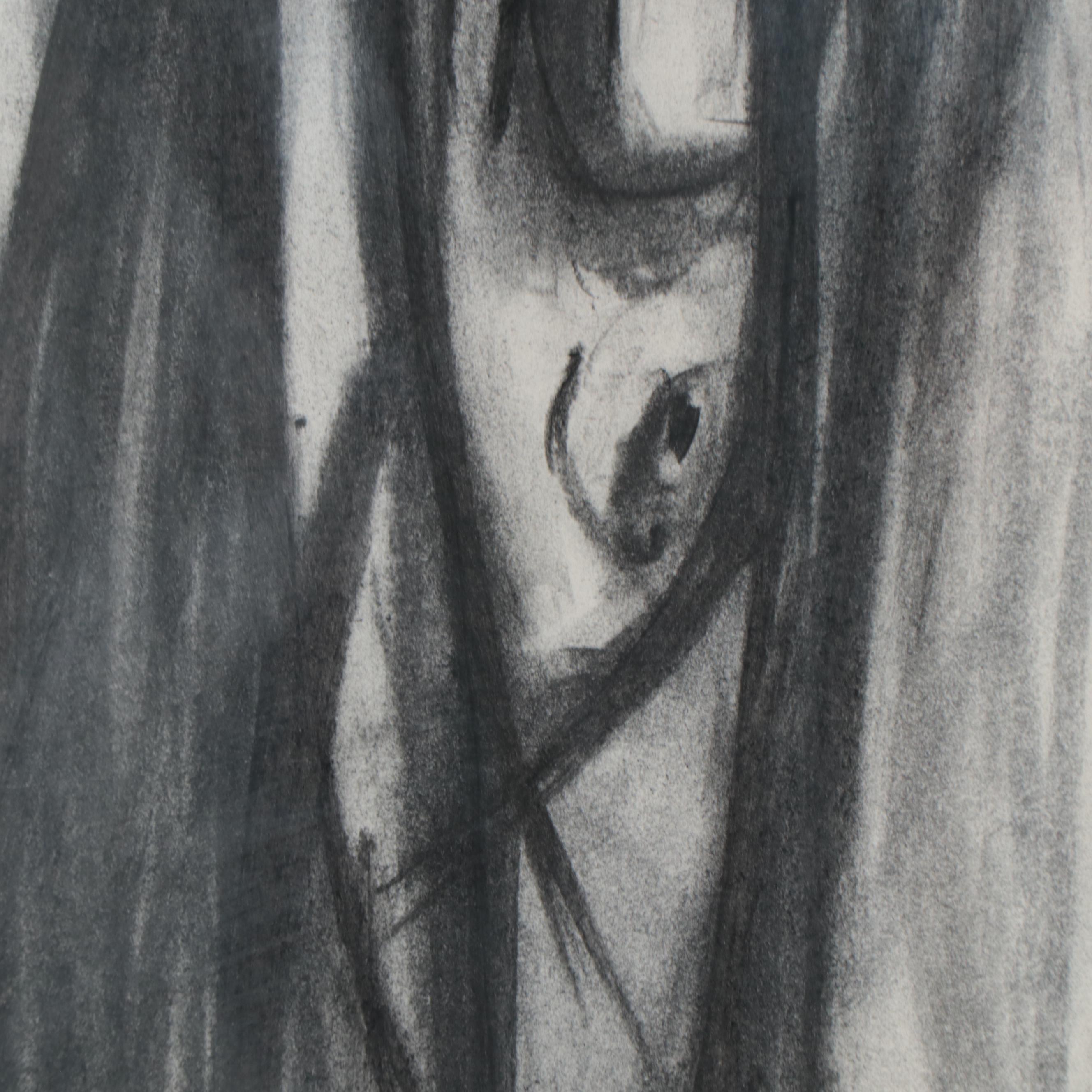 Richard Snyder Charcoal Drawing of Abstract Figure, 1984