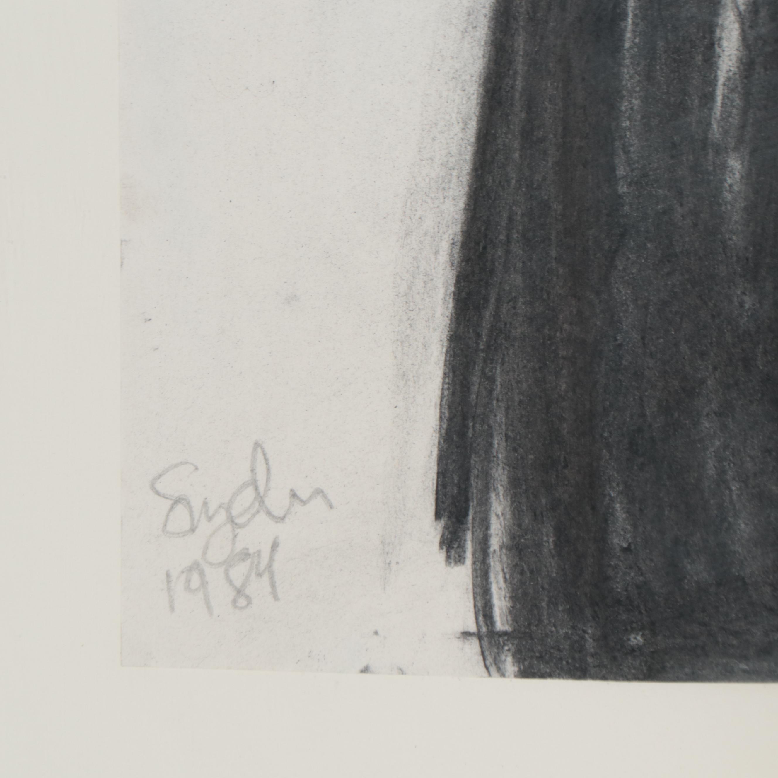 Richard Snyder Charcoal Drawing of Abstract Figure, 1984