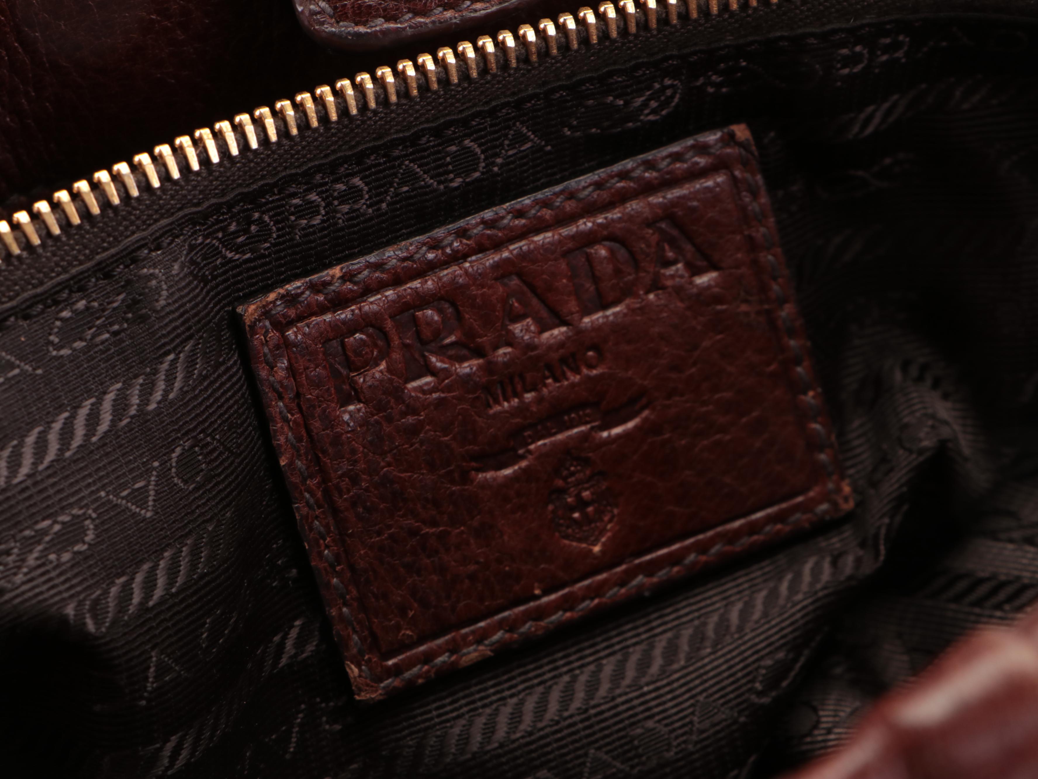 Prada Medium Animalier Satchel in Dark Brown Deerskin Leather
