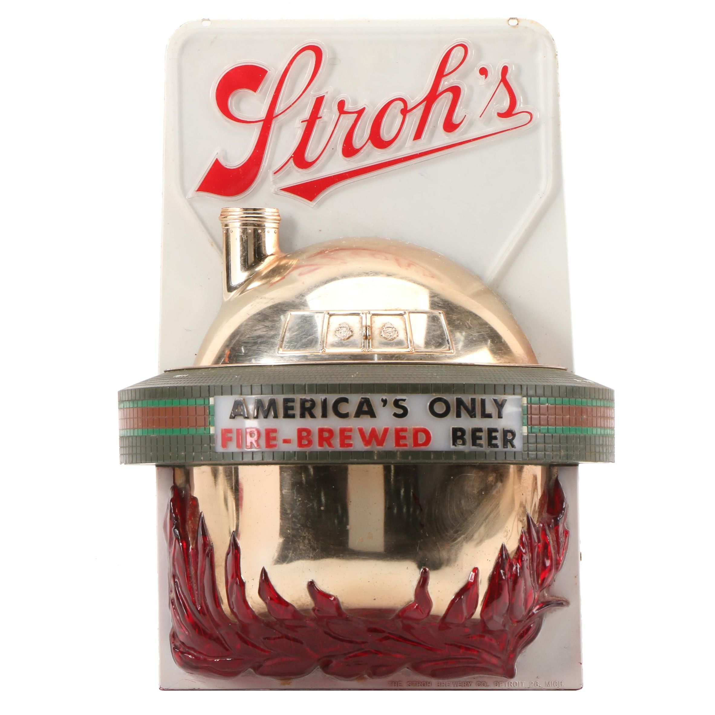 Stroh's "America's Only Fire-Brewed Beer" Illuminated Light, Circa 1950s